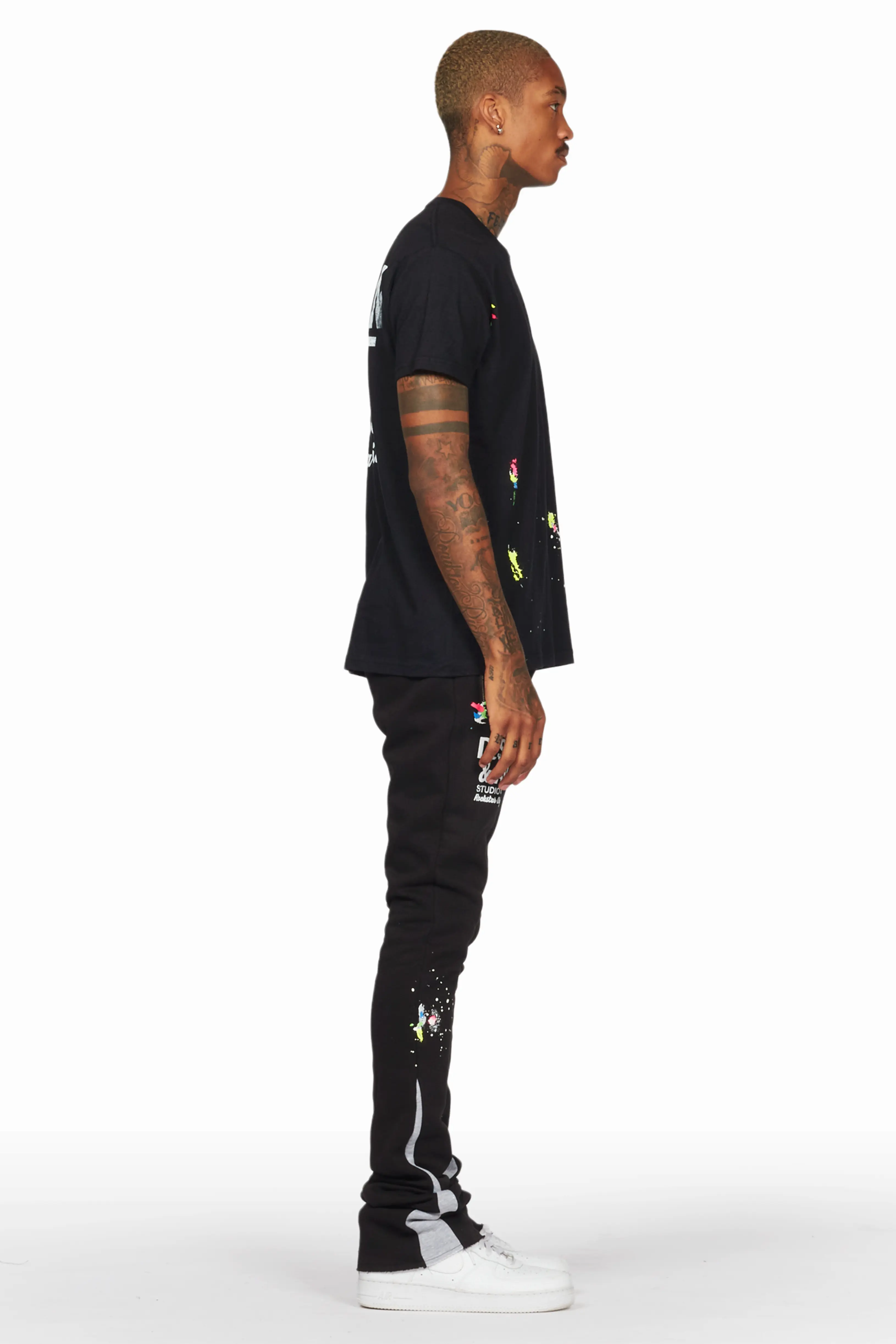 Mancha Black T-Shirt Super Stacked Flare Track Set - Image 3