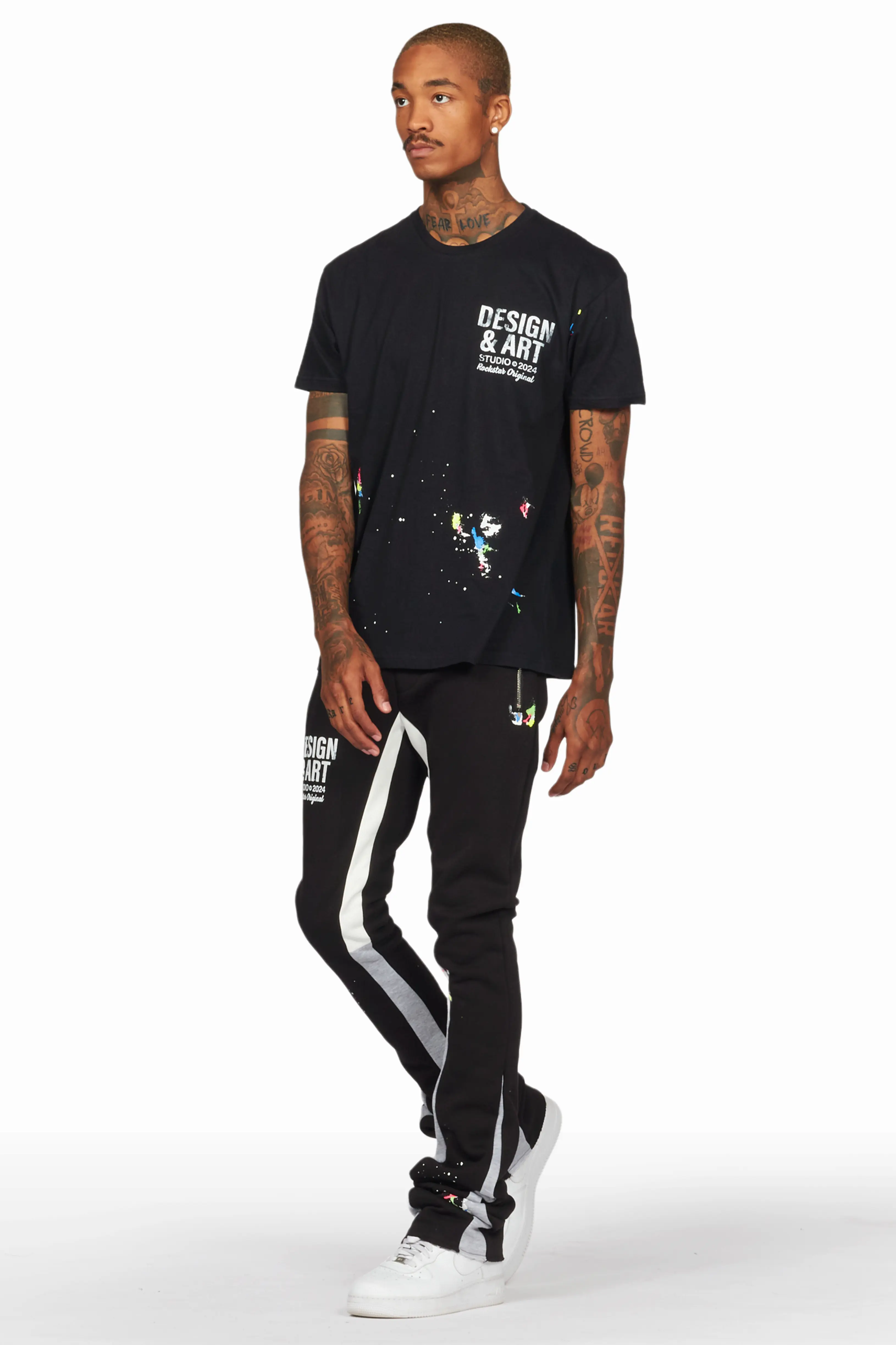 Mancha Black T-Shirt Super Stacked Flare Track Set - Image 6