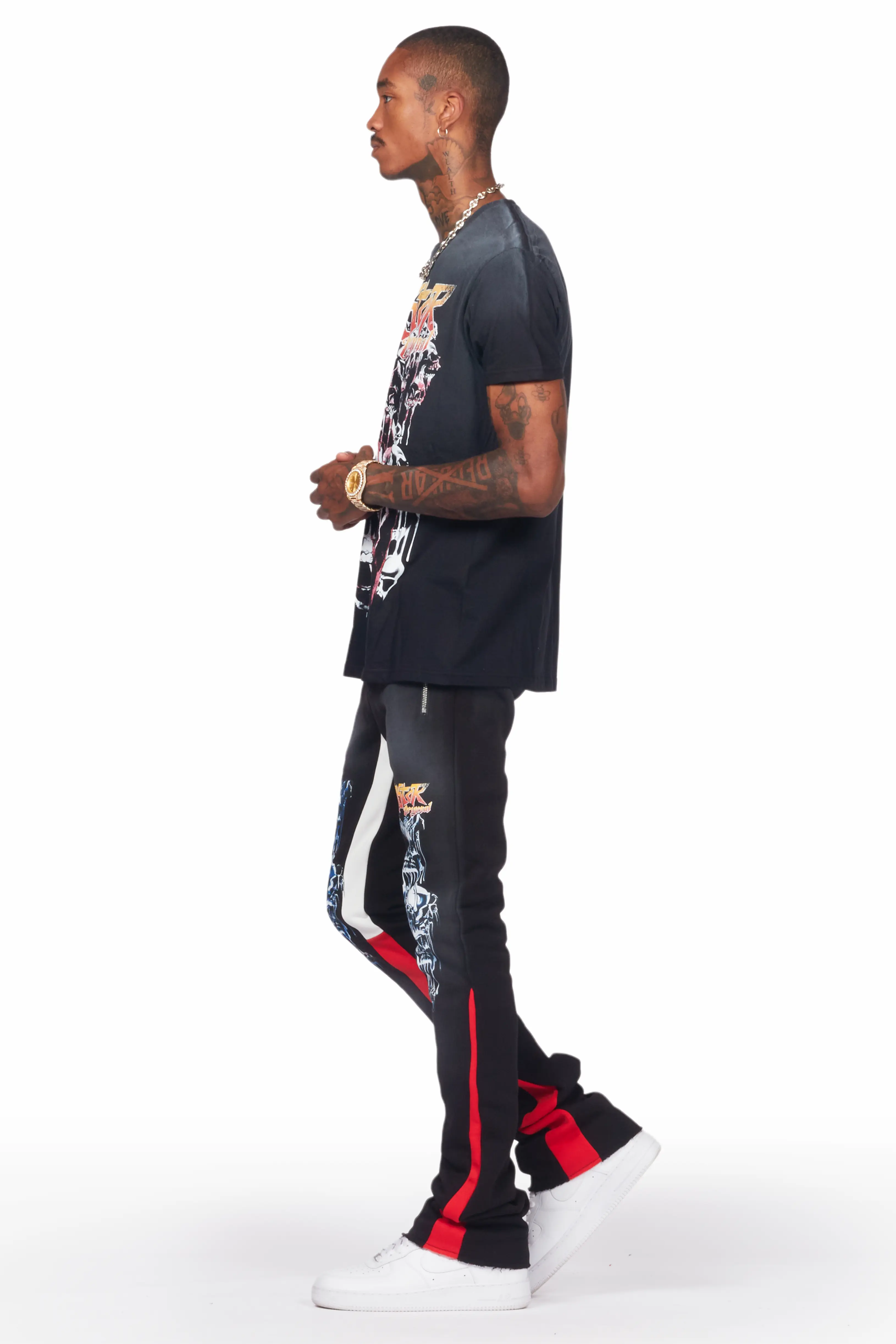 Grady Black T-Shirt/Stacked Flare Track Set - Image 5