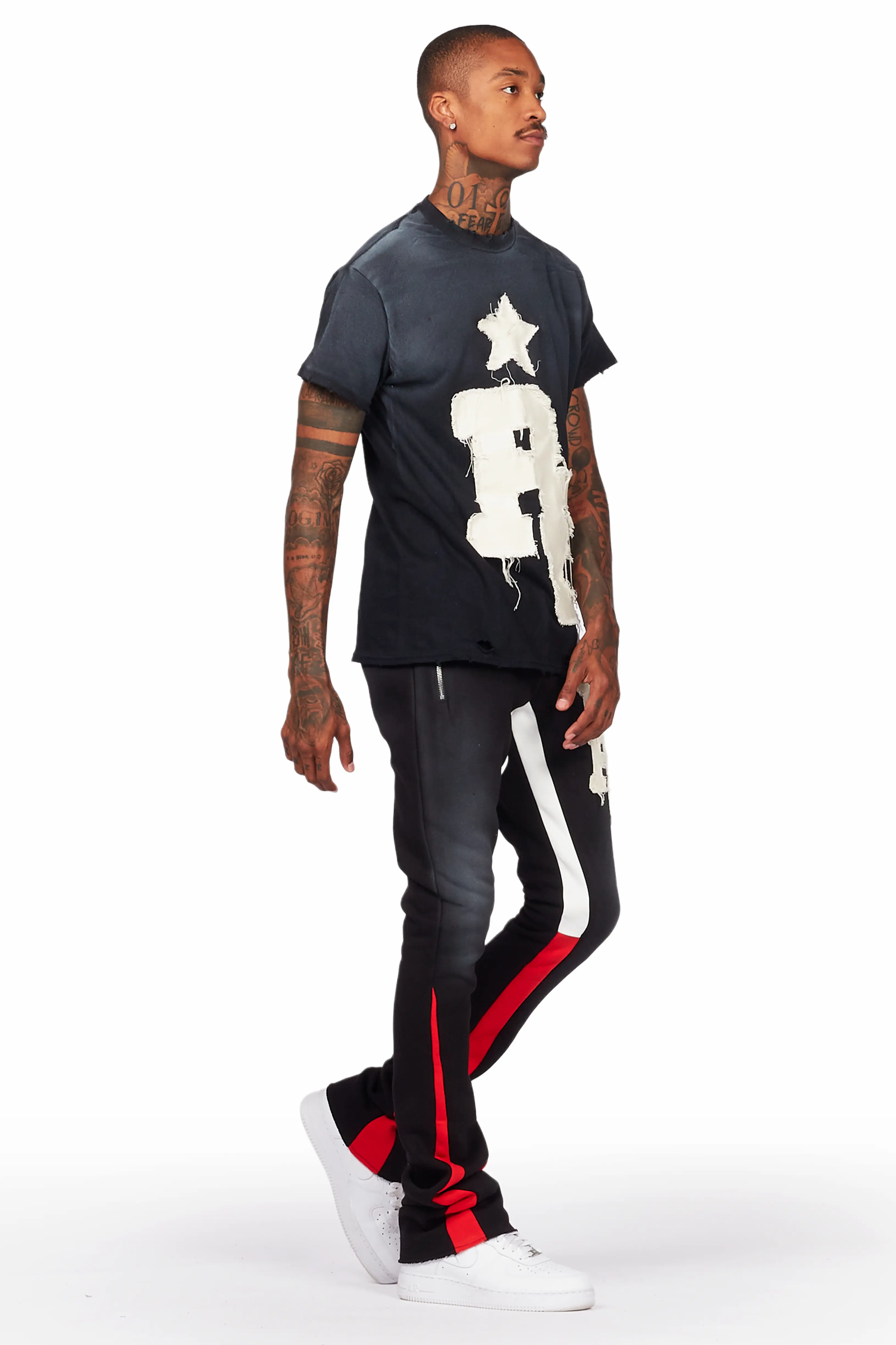 Edwald Black T-Shirt/Stacked Flare Track Set - Image 6