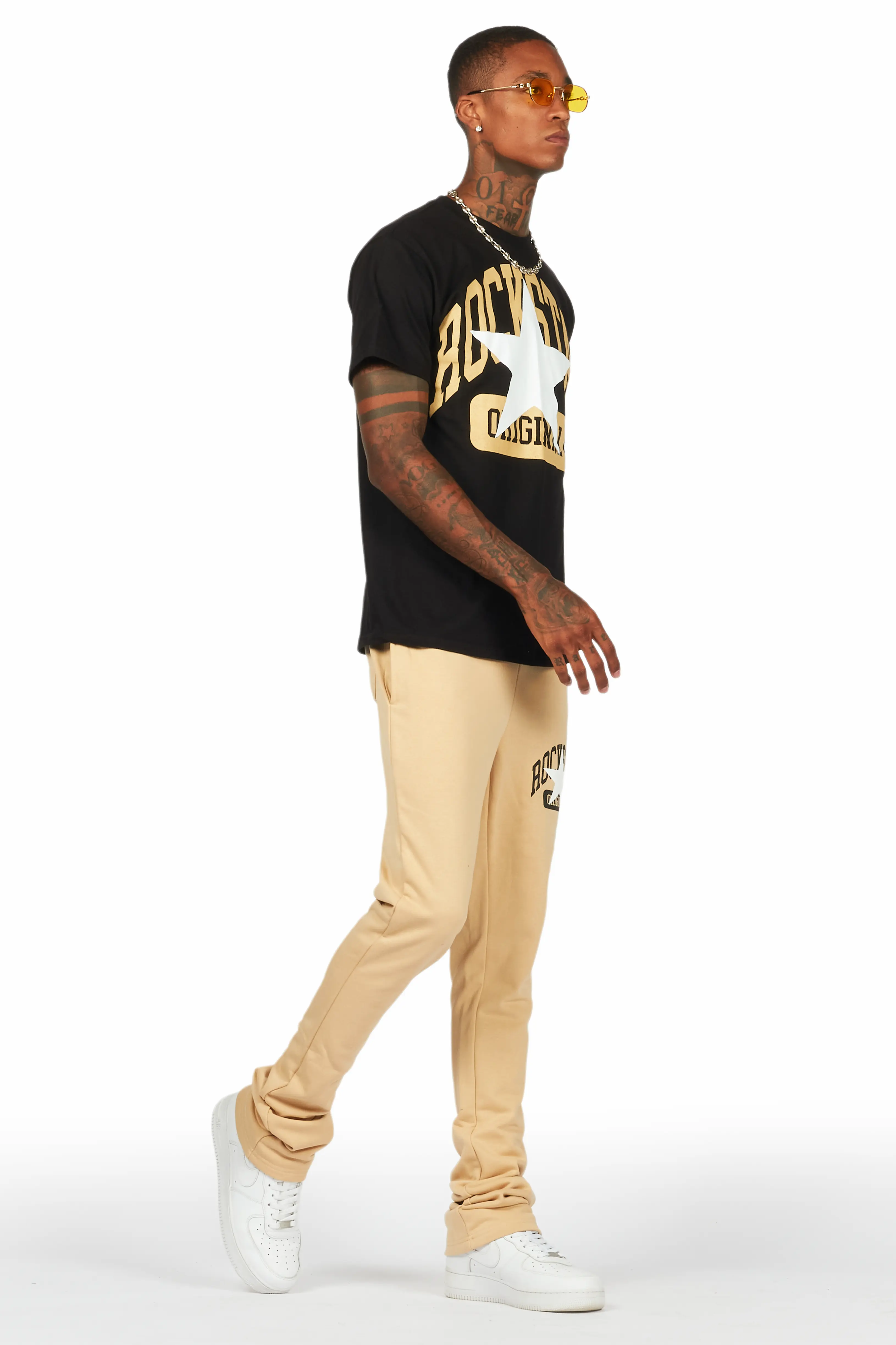 Mallor Black/Beige T-Shirt/Stacked Track Set - Image 6