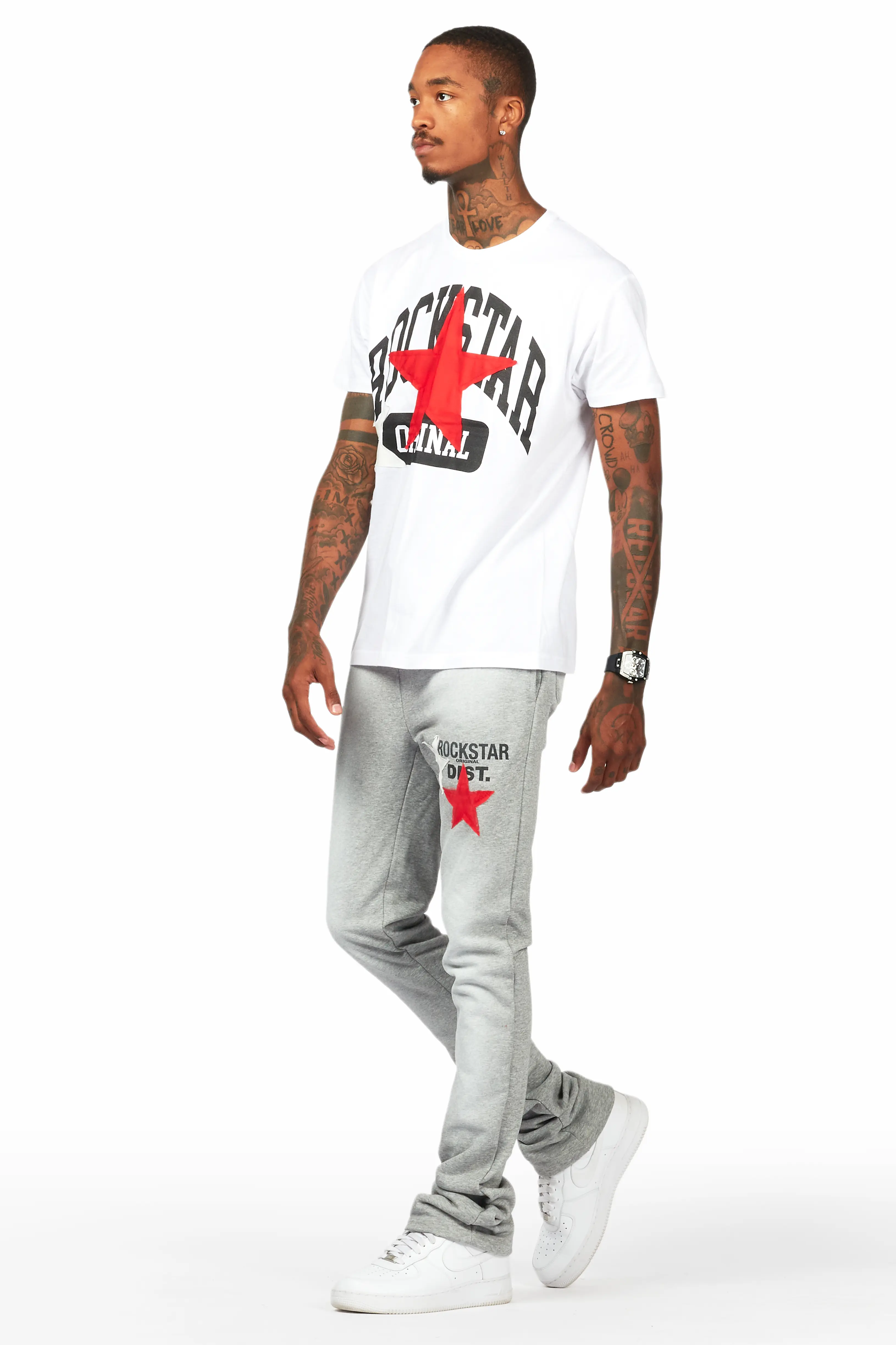 Mallor White/Grey T-Shirt/Stacked Track Set - Image 5