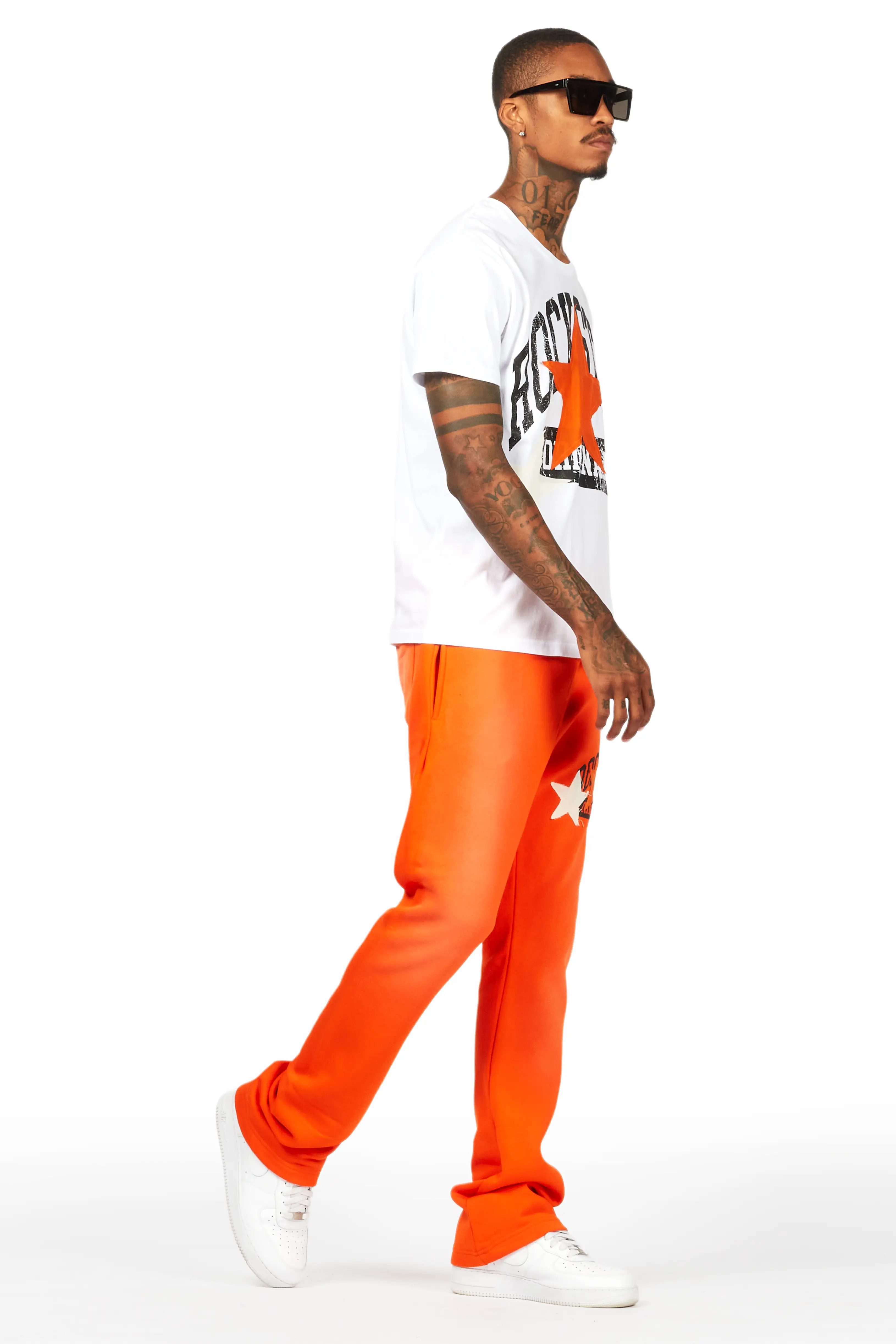Mallor White/Orange T-Shirt/Stacked Track Set - Image 6