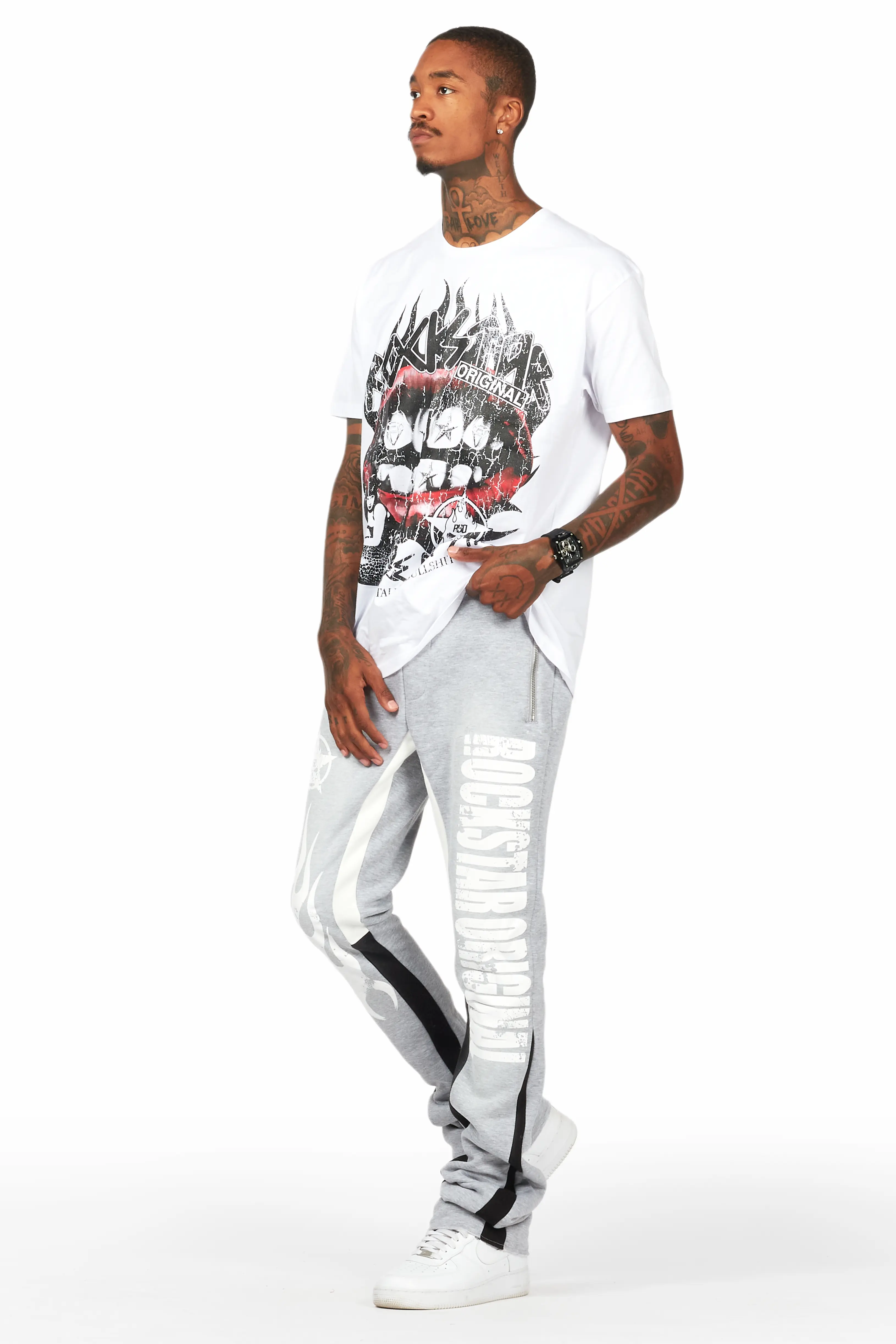 Vadim White/Grey T-Shirt/Stacked Flare Track Set - Image 5