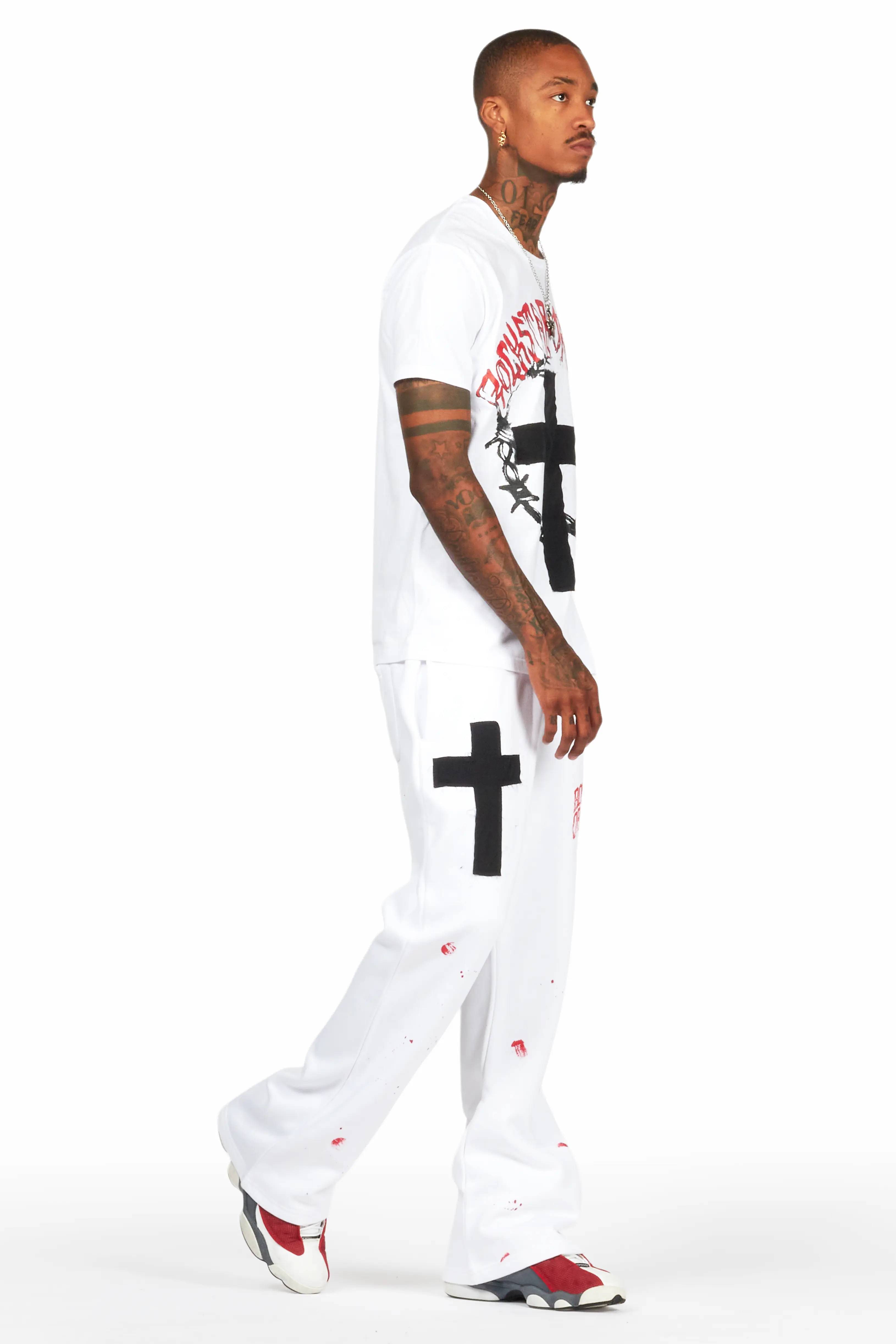 Hasim White T-Shirt/Stacked Flare Track Set - Image 6