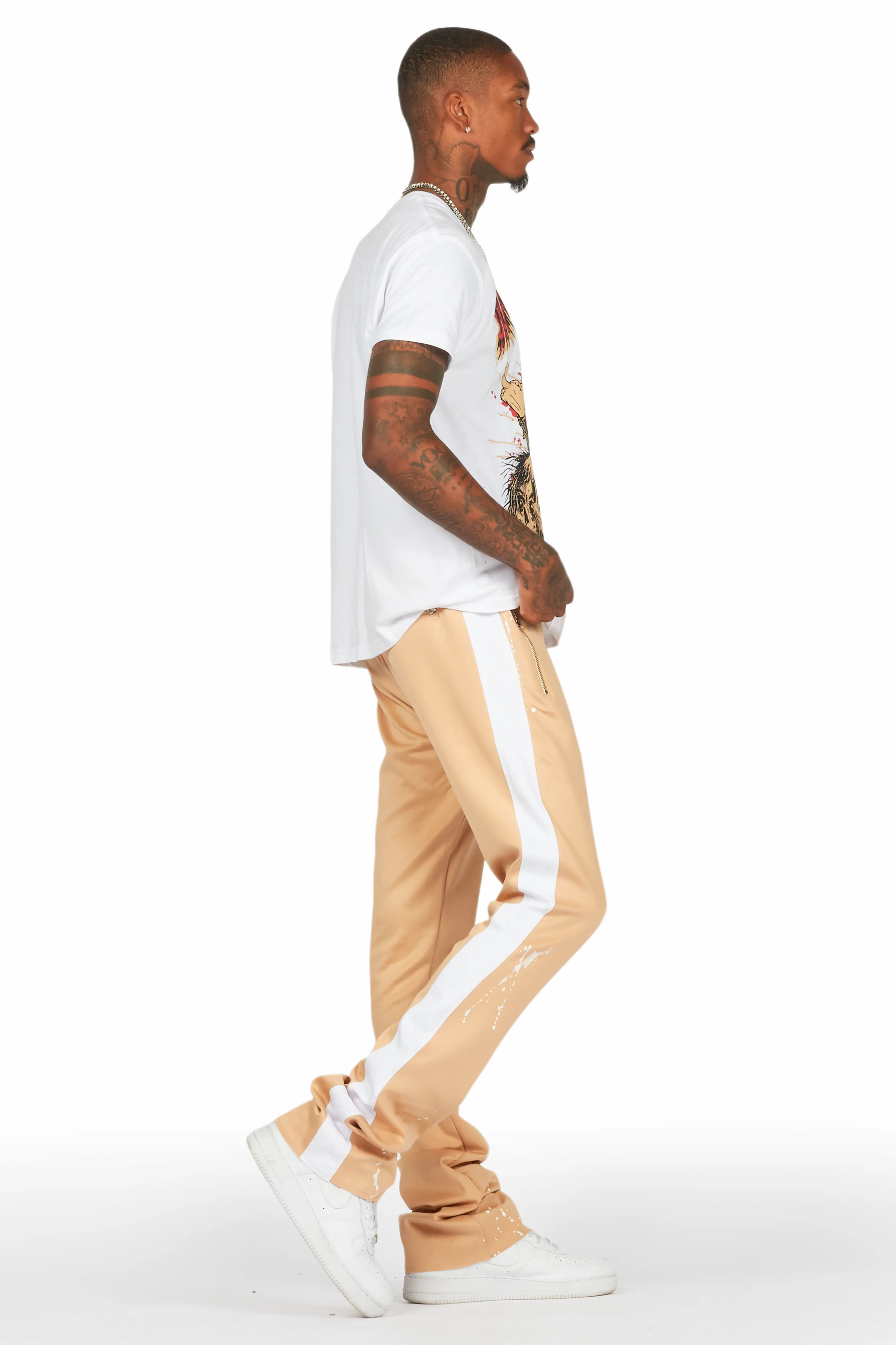 Tabor White/Beige T-Shirt/Stacked Flare Track Set - Image 3