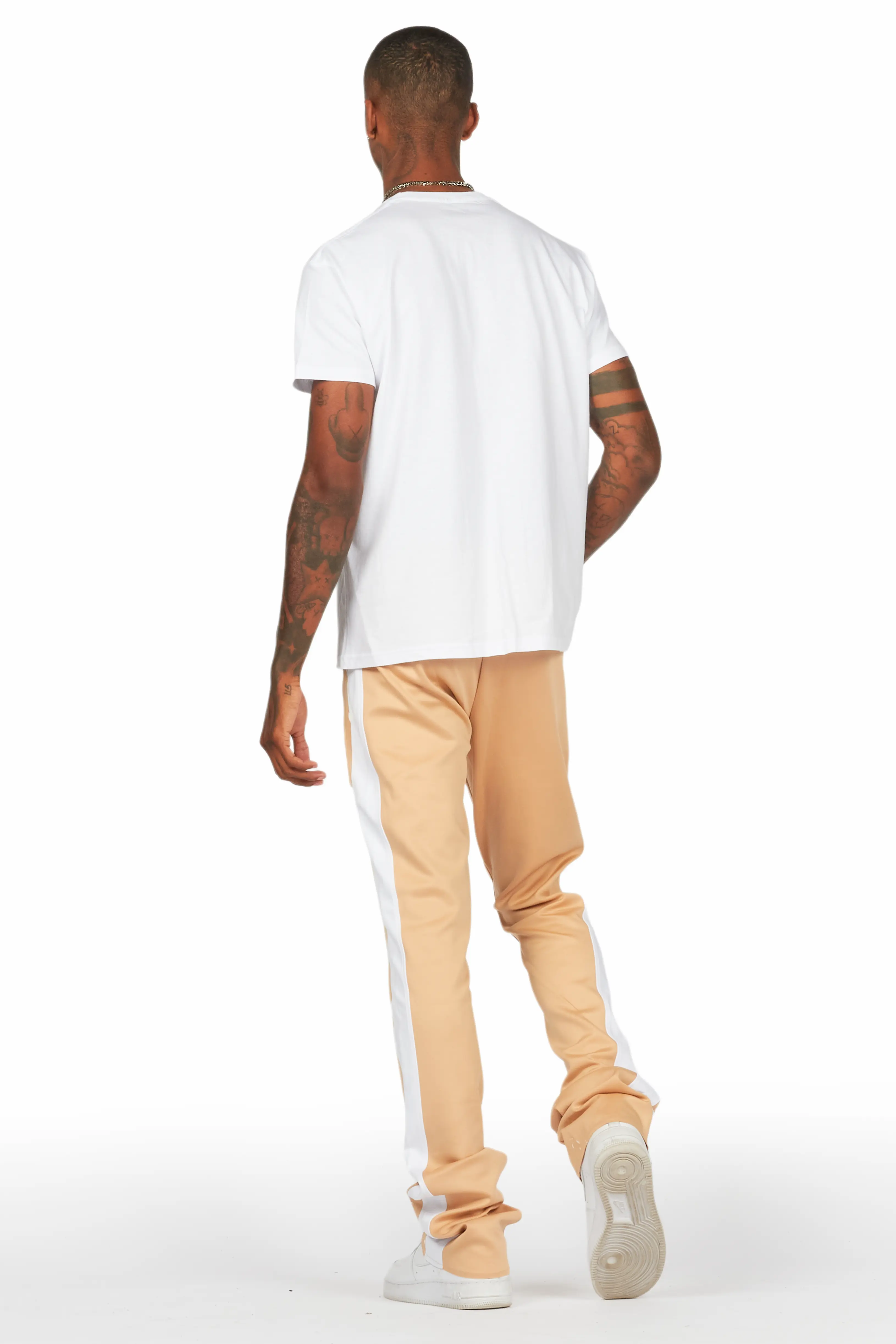 Tabor White/Beige T-Shirt/Stacked Flare Track Set - Image 4