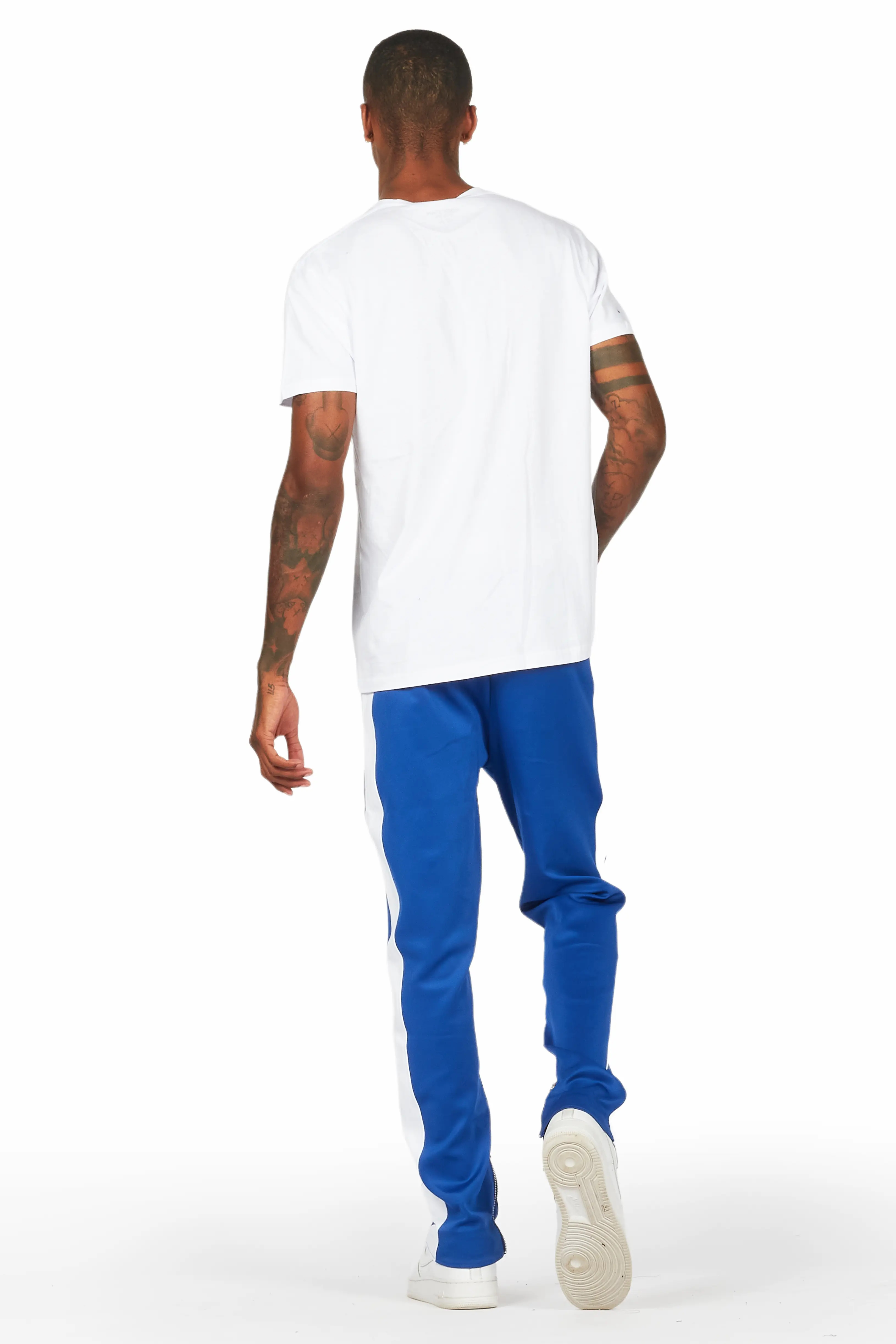 Aden White/Royal T-Shirt/Slim Fit Track Set - Image 4