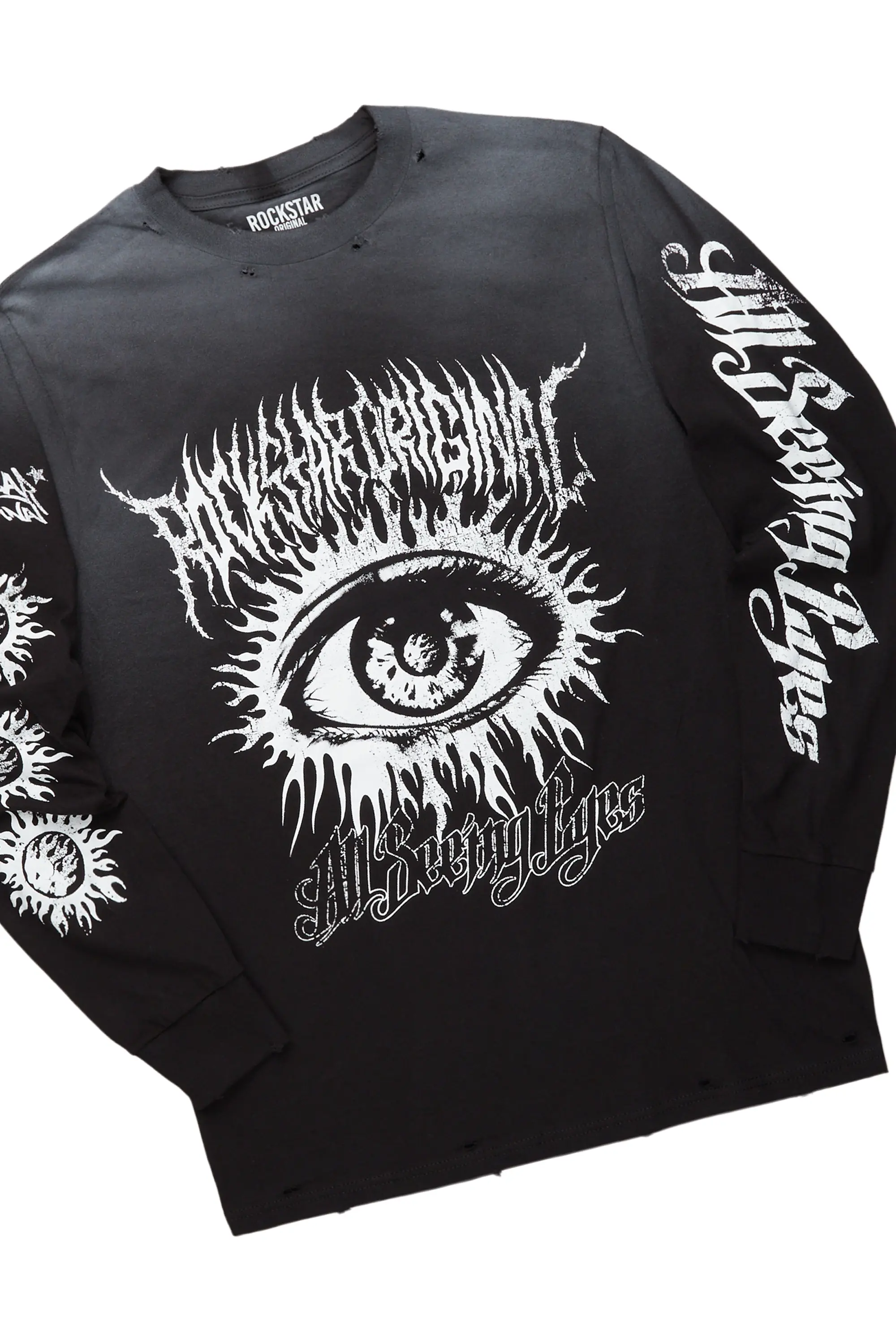 All Seeing Eyes Black Long Sleeve T-Shirt & Colin Black Stacked Flare Track Set - Image 2