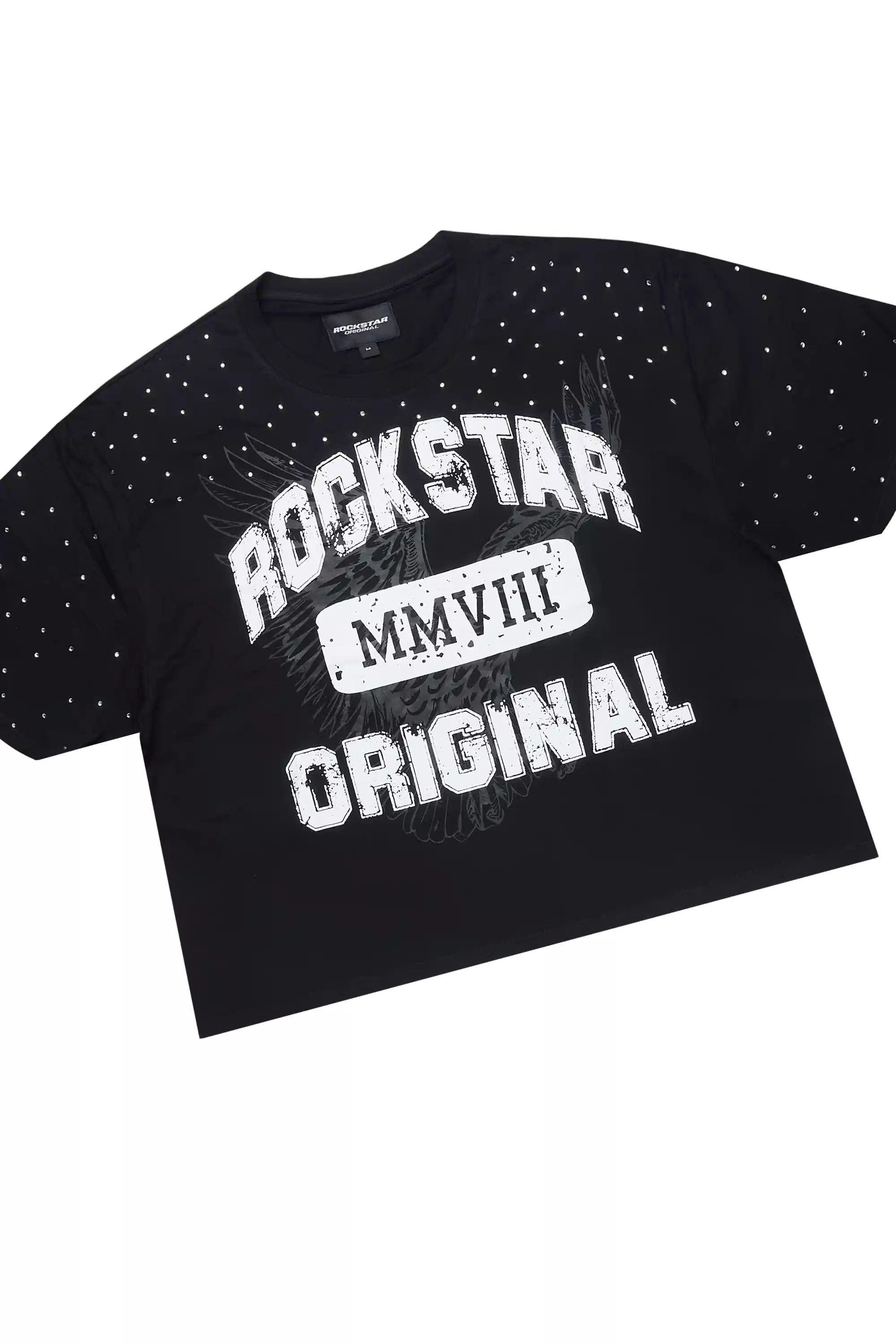 Borya Black Rhinestone T-Shirt/Baggy Stacked Track Set - Image 6