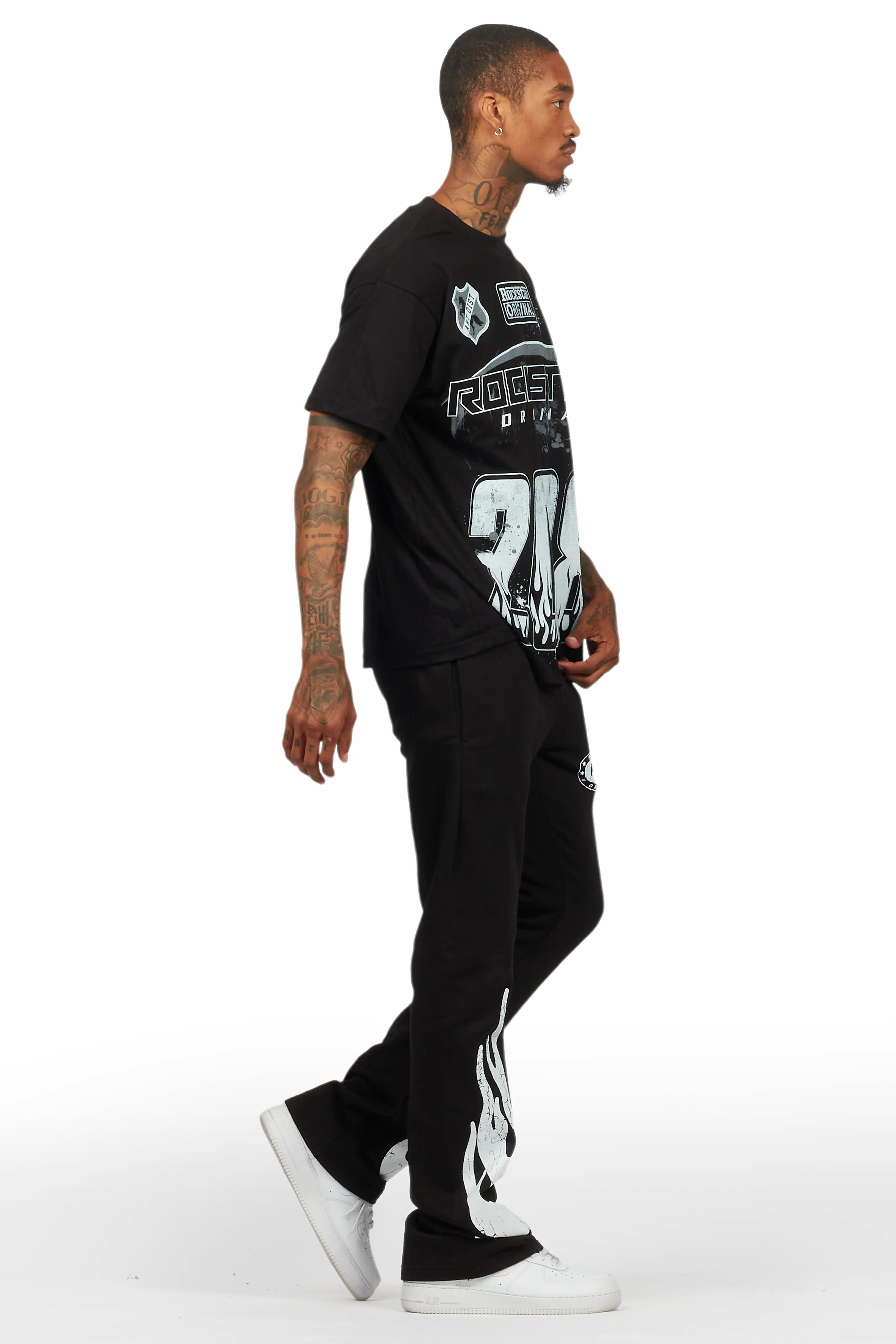 Amos Black/White T-Shirt/Stacked Flare Track Set - Image 3