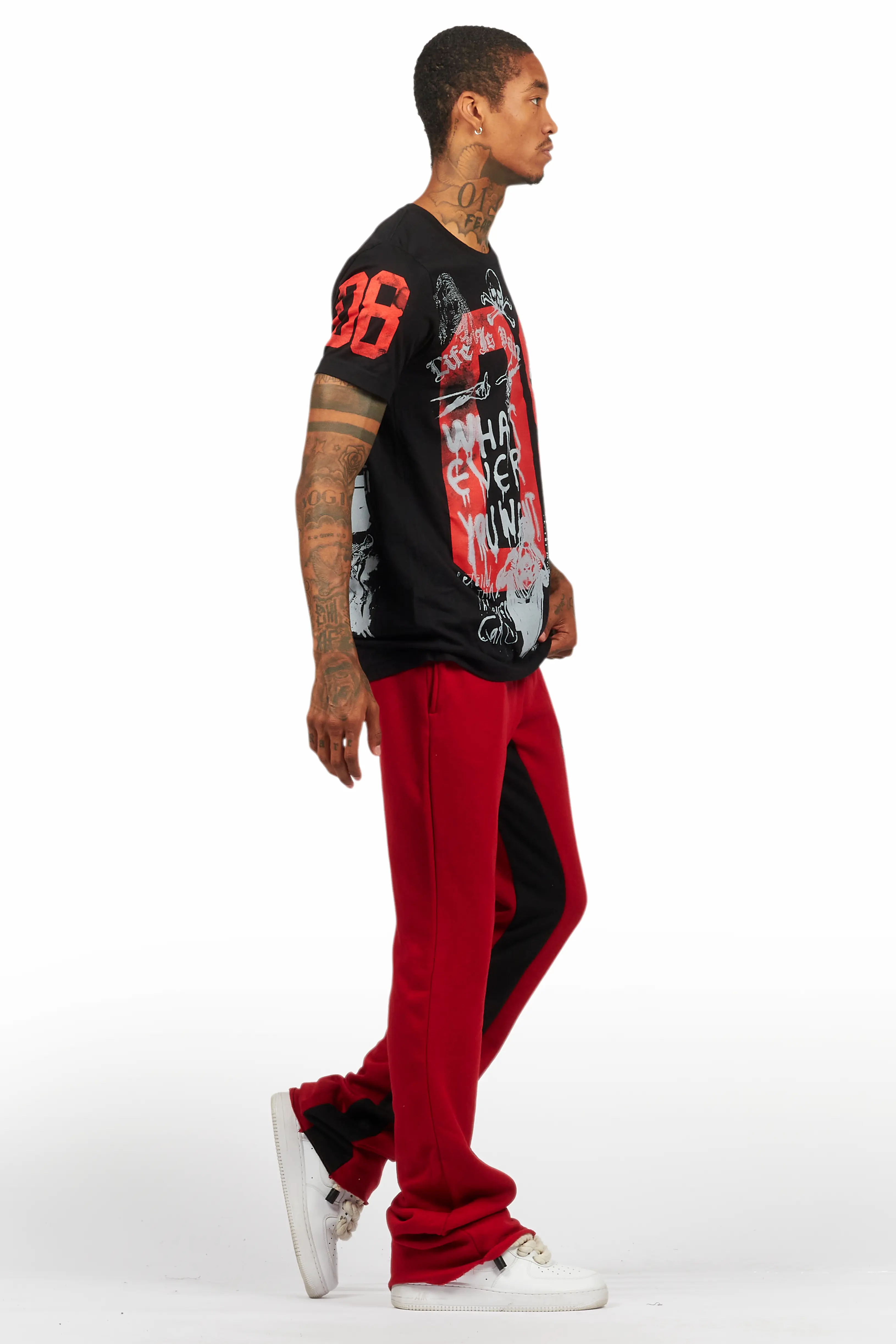 Grill Black T-Shirt/Baggy Stacked Pant Set - Image 3