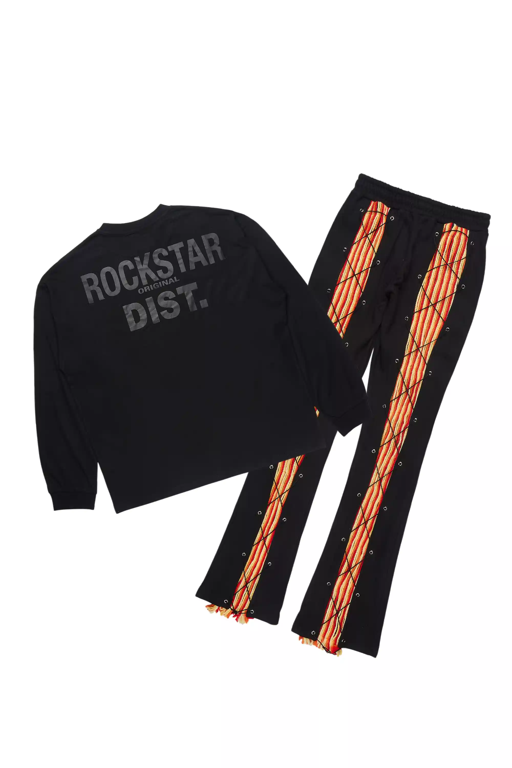 Antal Black Long Sleeve T-Shirt/Baggy Stacked Track Set - Image 2