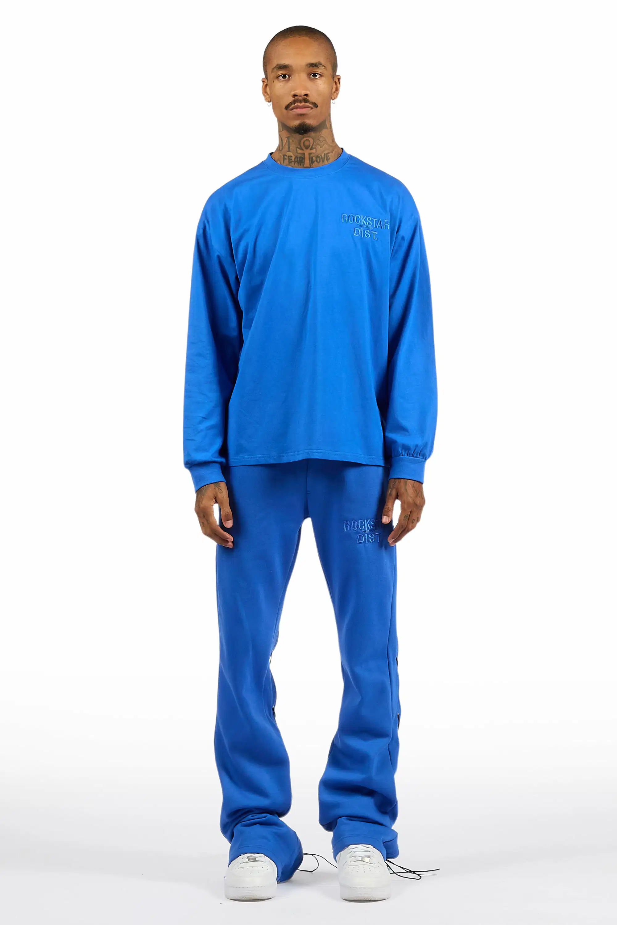 Antal Royal Blue Long Sleeve T-Shirt/Baggy Stacked Track Set - Image 3