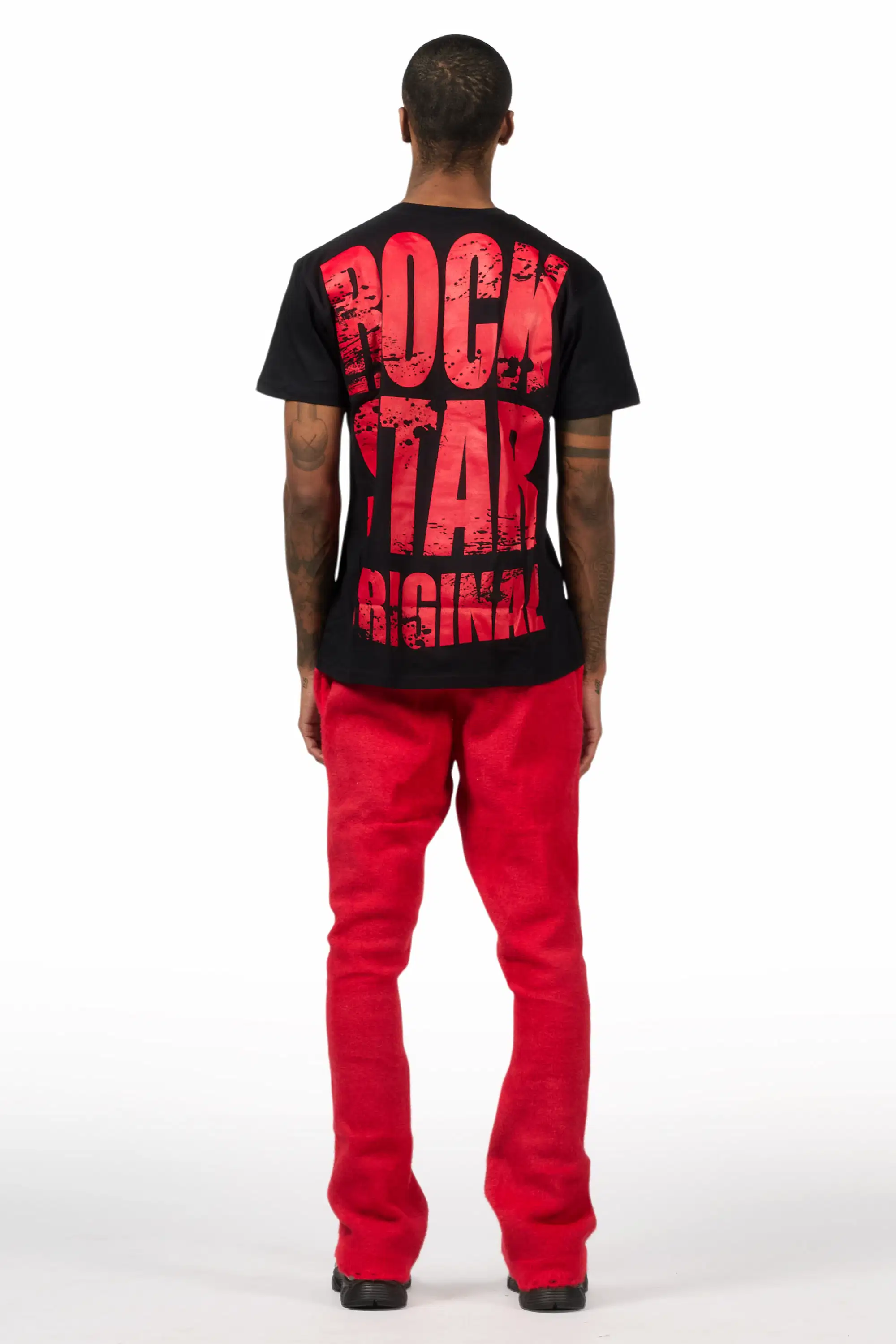 Keve Black/Red T-Shirt/Knitted Mohair Flare Pant Set - Image 3