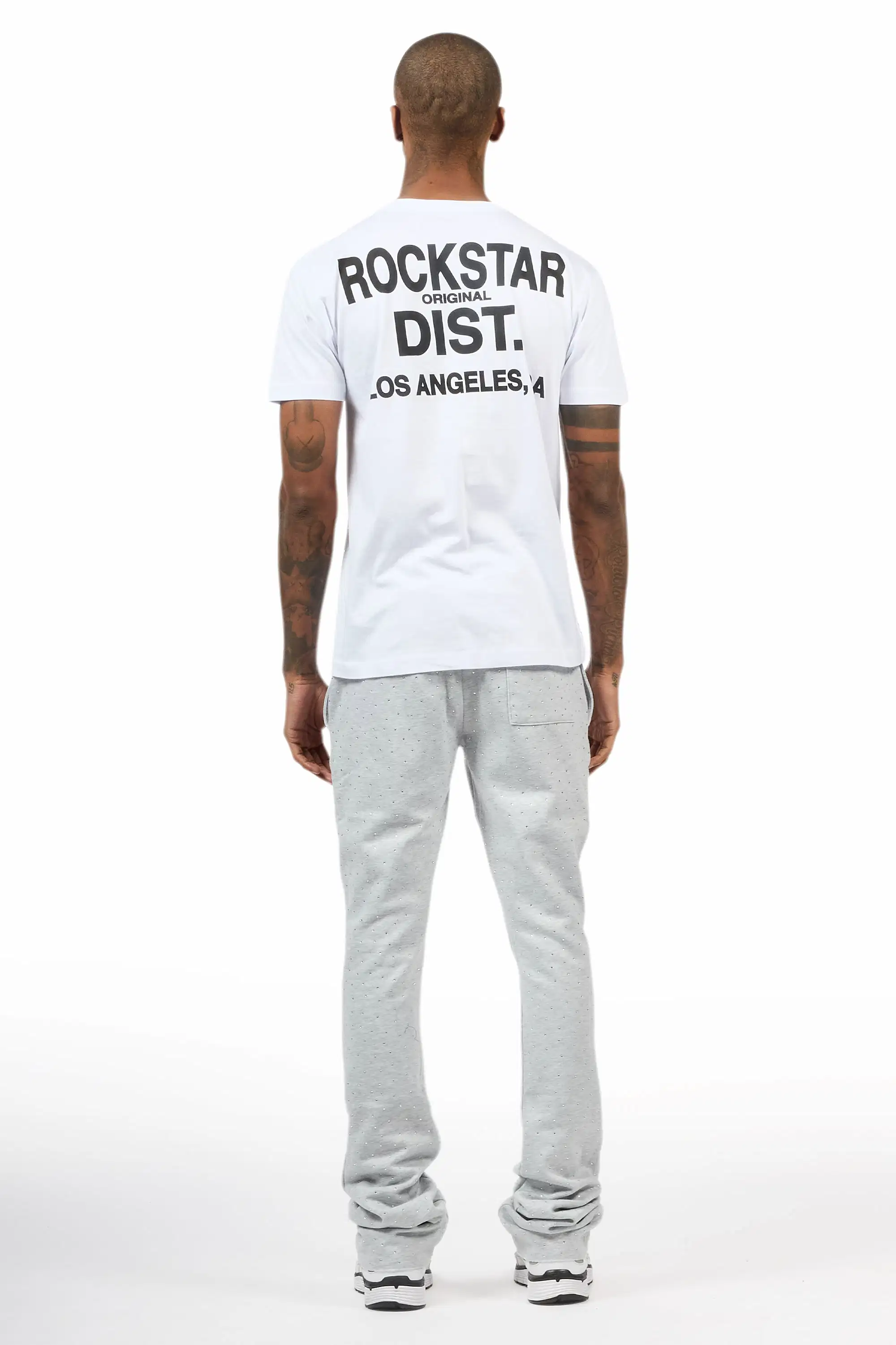 Alpine White/Heather Grey Rhinestone T-Shirt/Stacked Track Set - Image 3