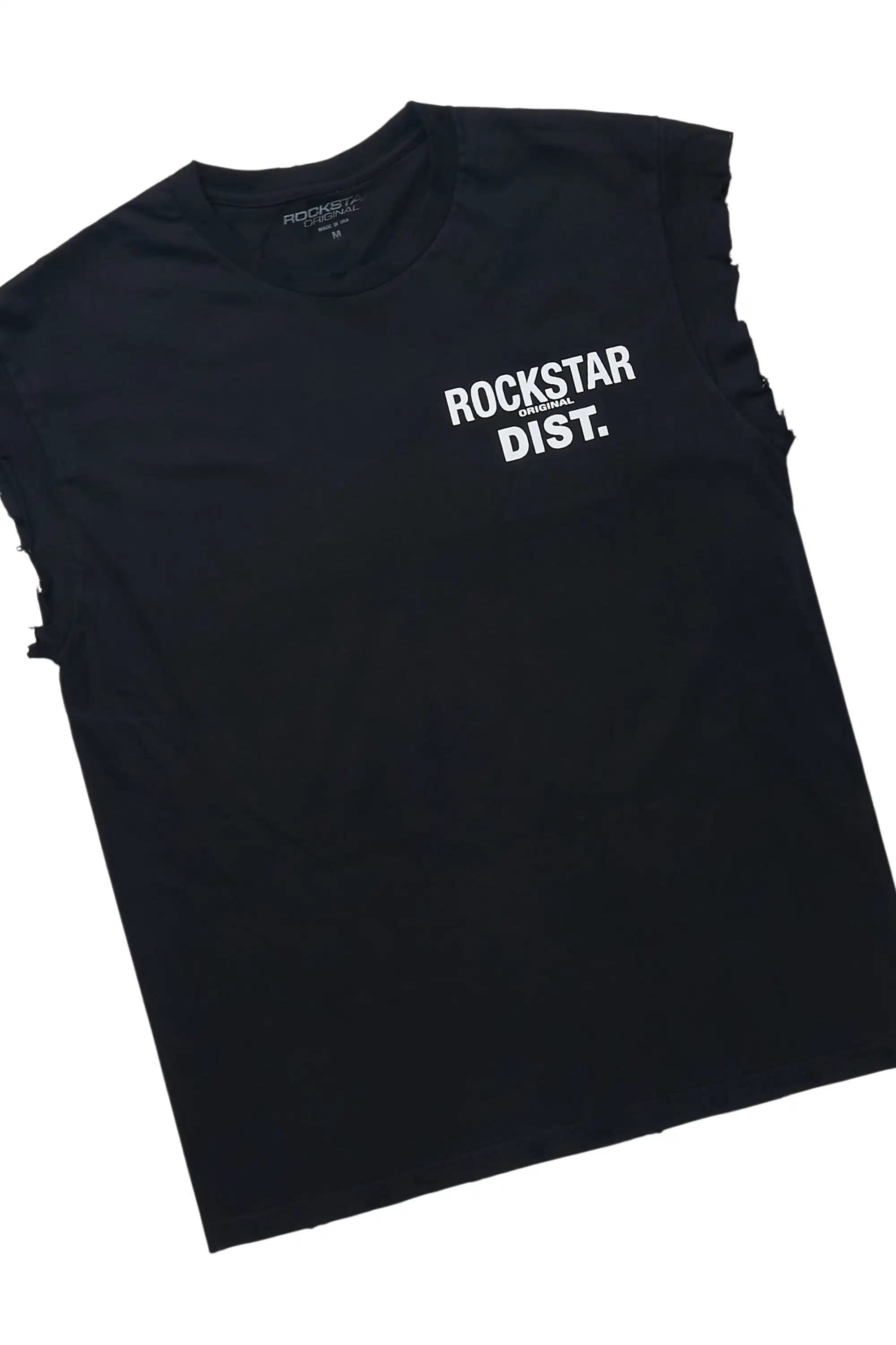Arkady Black Muscle T-Shirt/Black Stacked Flare Pant Set - Image 6