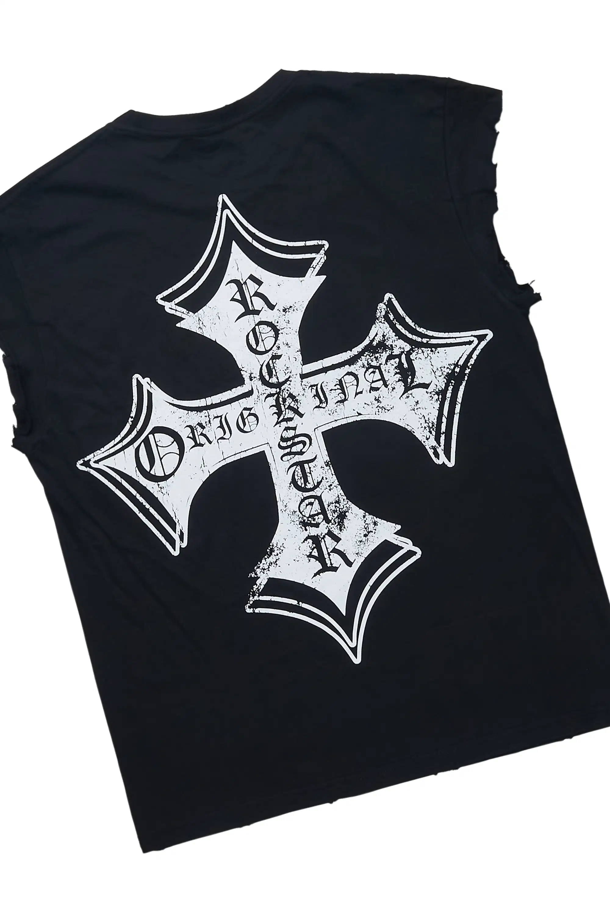 Arkady Black Muscle T-Shirt/Black Stacked Flare Pant Set - Image 7