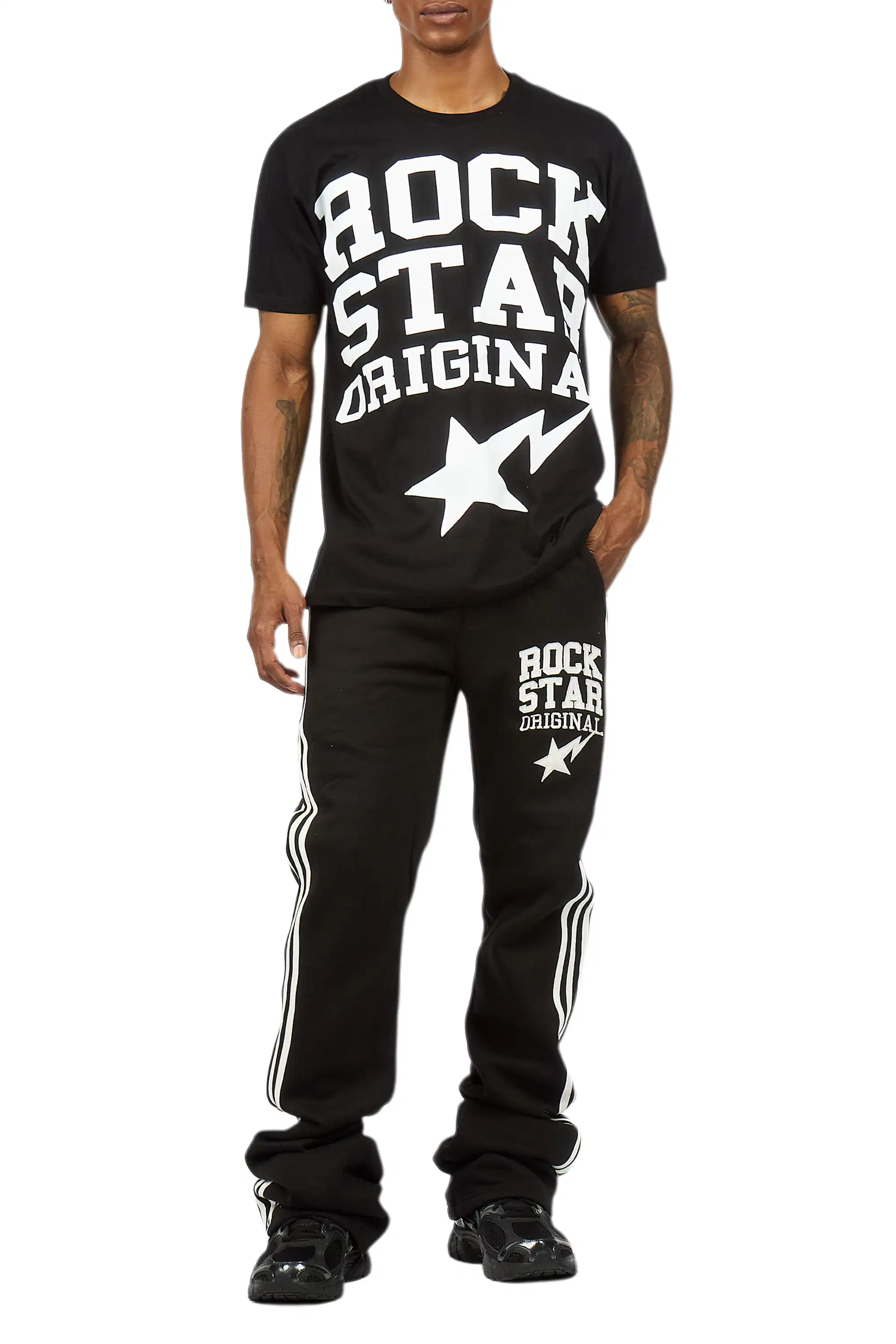 Gerrit 2.0 Black/White T-Shirt/Stacked Baggy Pant Track Set - Image 8