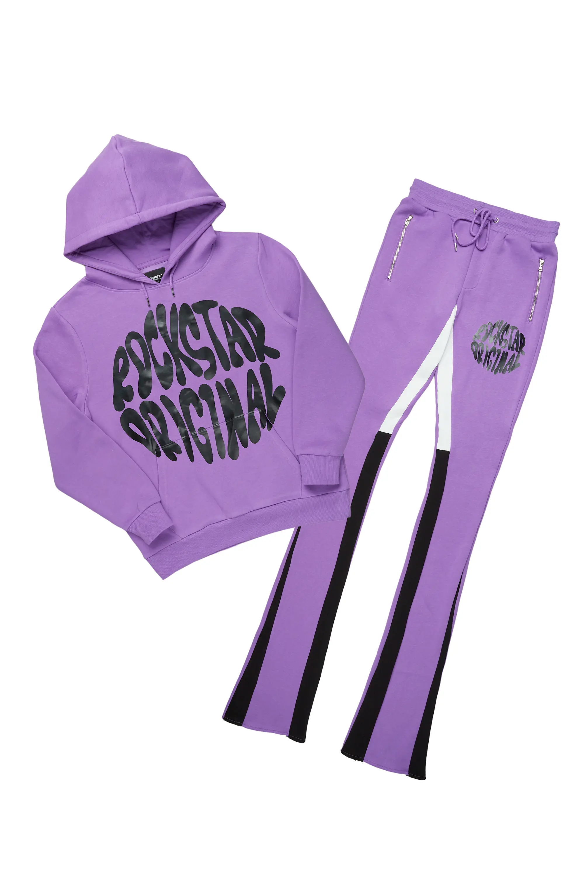 Thierry Purple Super Stacked Flare Track Pant Set - Image 2