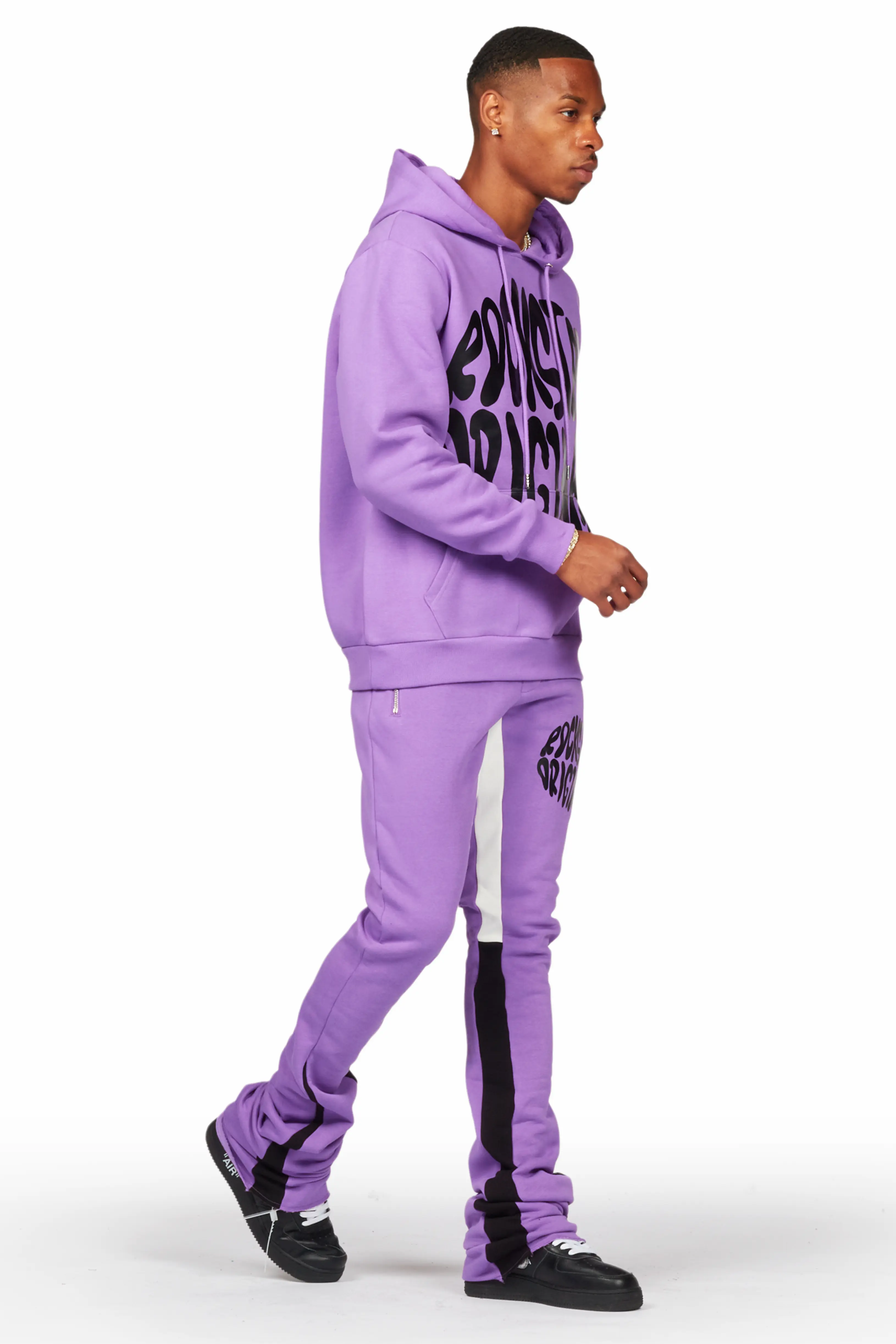 Thierry Purple Super Stacked Flare Track Pant Set - Image 6