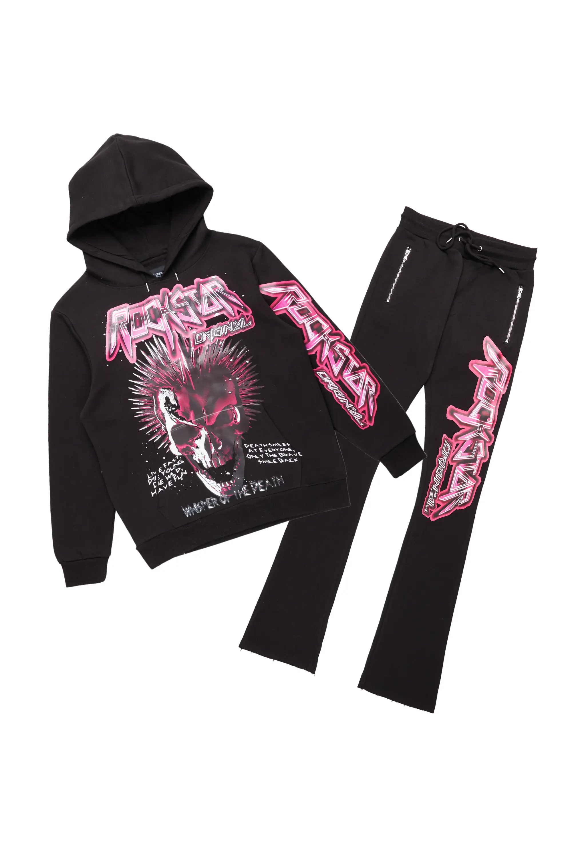 Obern Black Super Stacked Flare Track Pant Set - Image 2