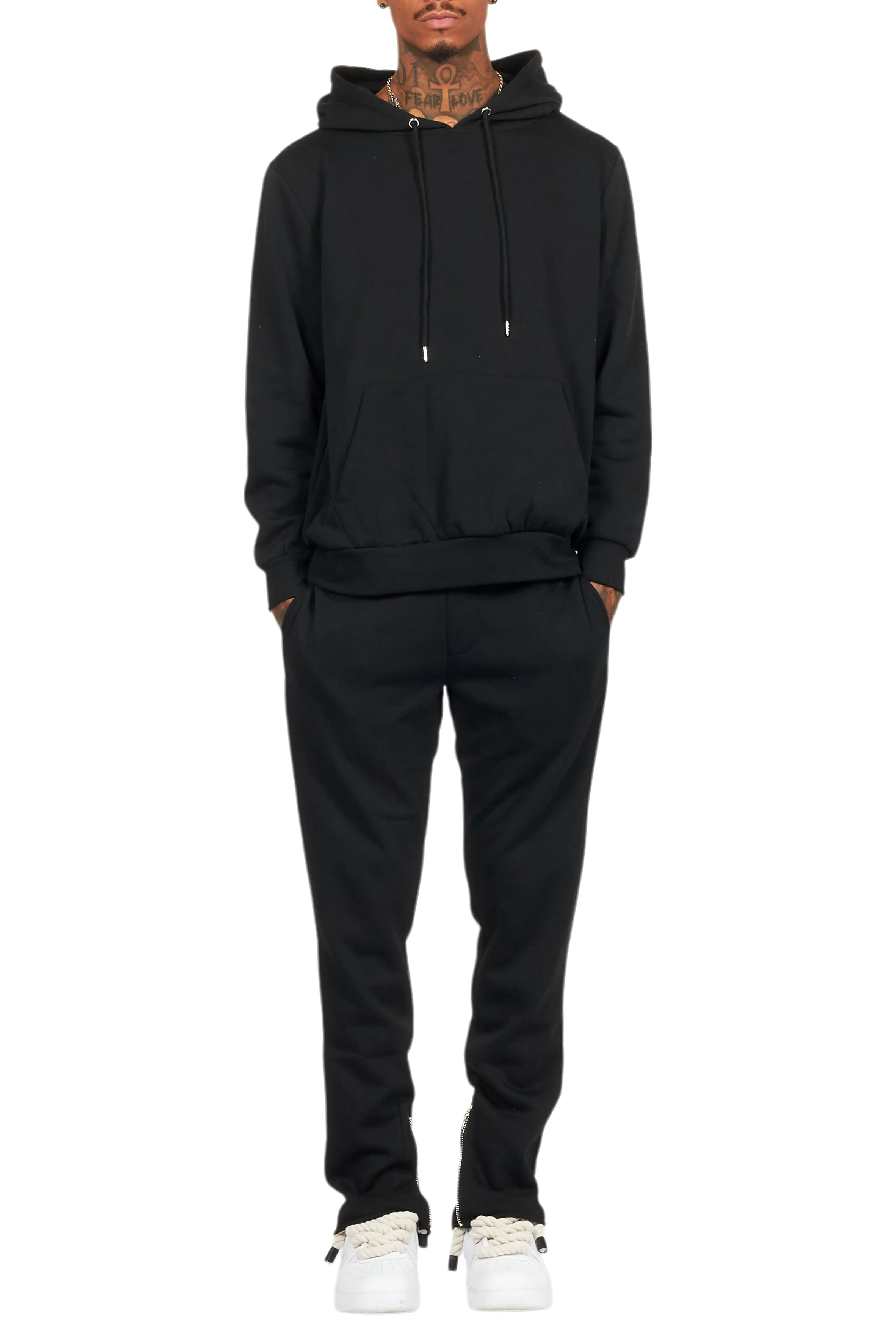 Basic Black Hoodie/Slim Fit Track Set - Image 12