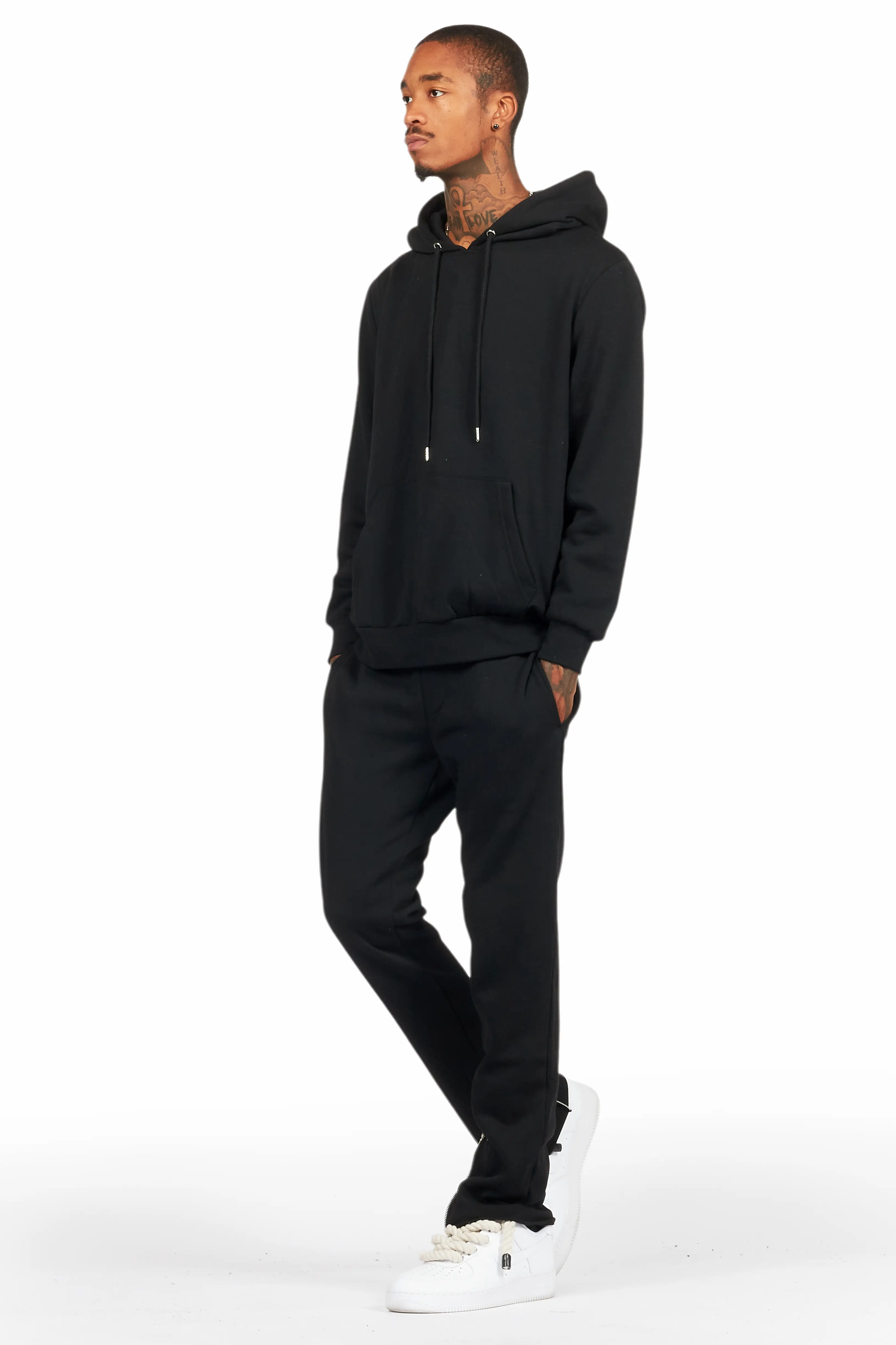 Basic Black Hoodie/Slim Fit Track Set - Image 7