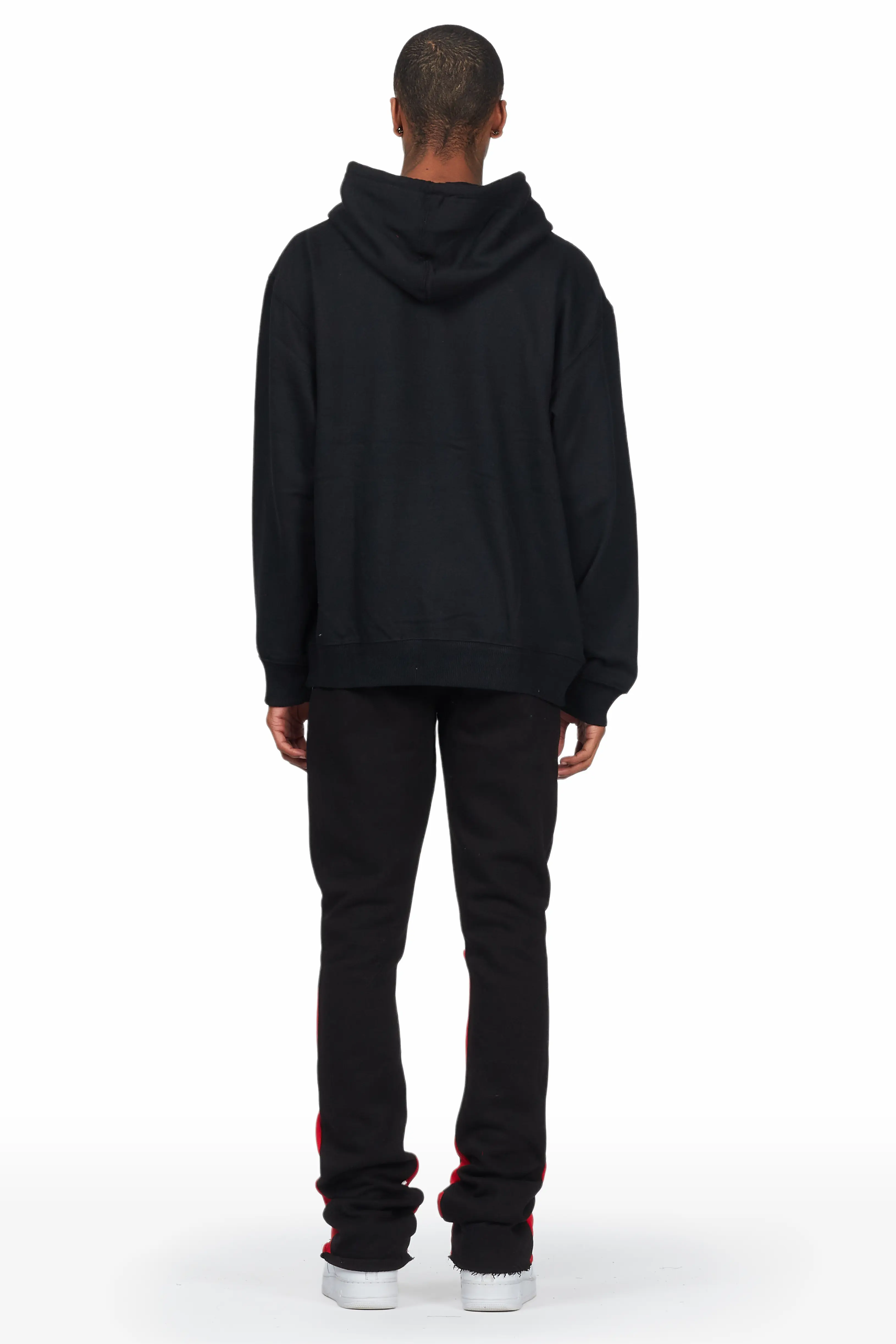 Raffer Black/Red Hoodie/Stacked Flare Pant Set - Image 5