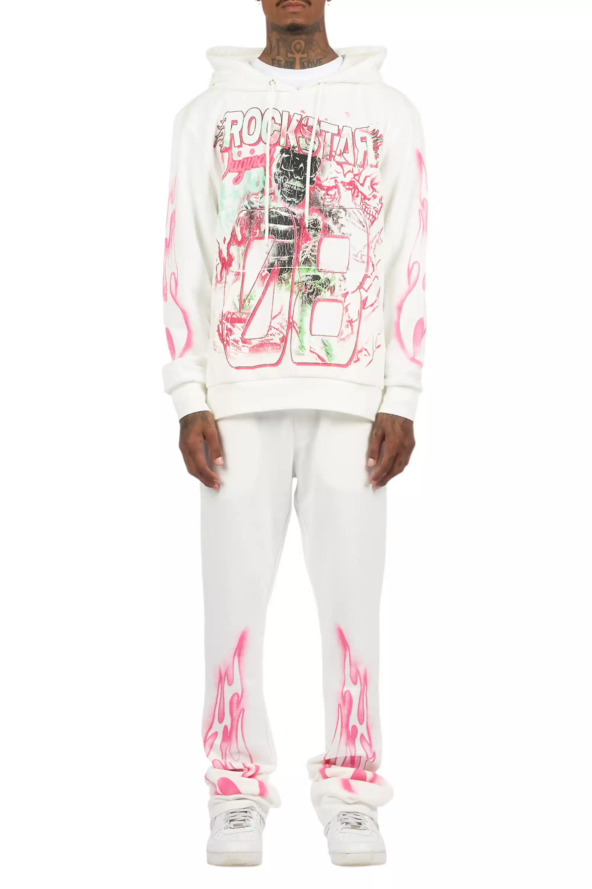 Eros White Hoodie/Stacked Pant Track Set - Image 10