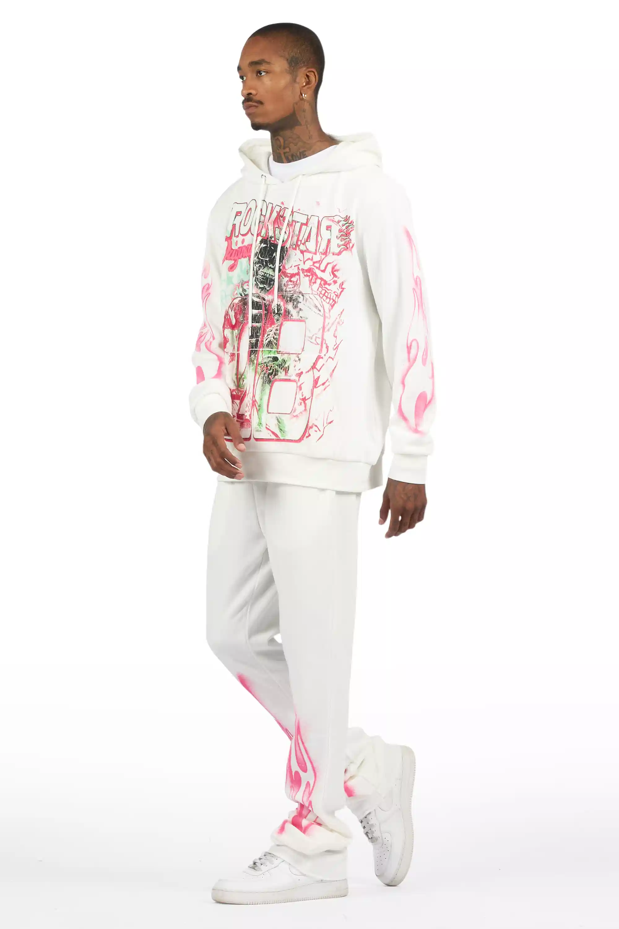 Eros White Hoodie/Stacked Pant Track Set - Image 6
