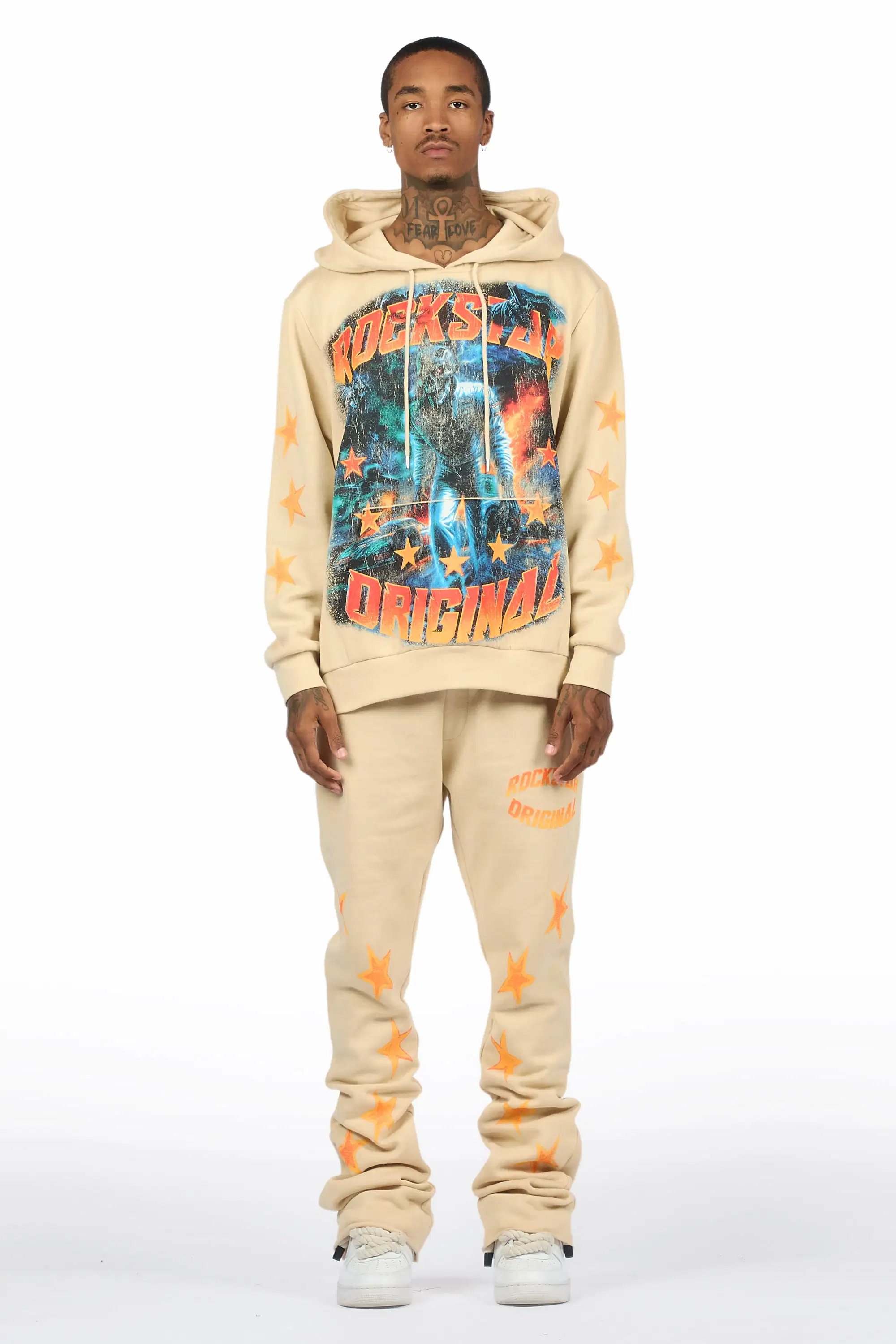 Torque Beige Hoodie/Stacked Pant Track Set - Image 2