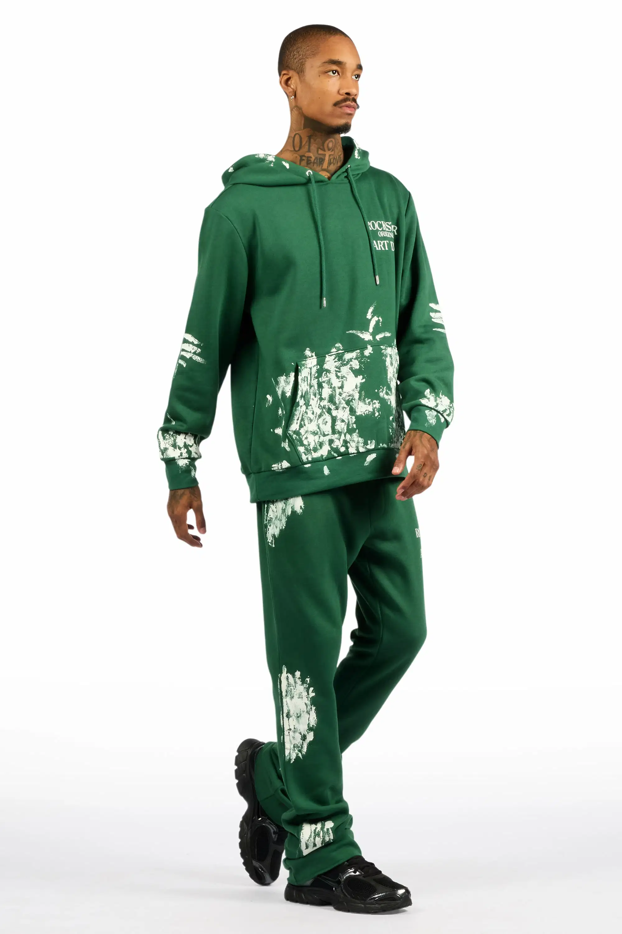 Filip Green Hoodie/Stacked Pant Track Set - Image 3