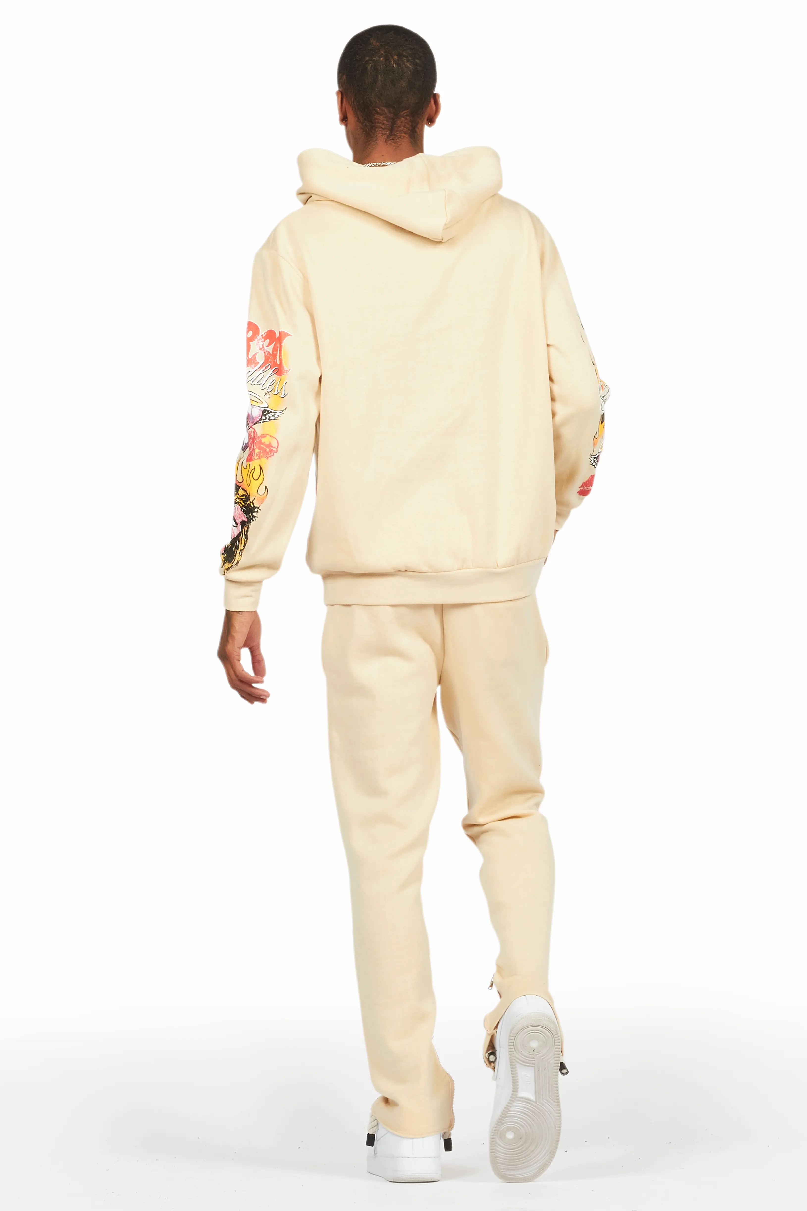 Germain Beige Slim Fit Hoodie Track Set - Image 4