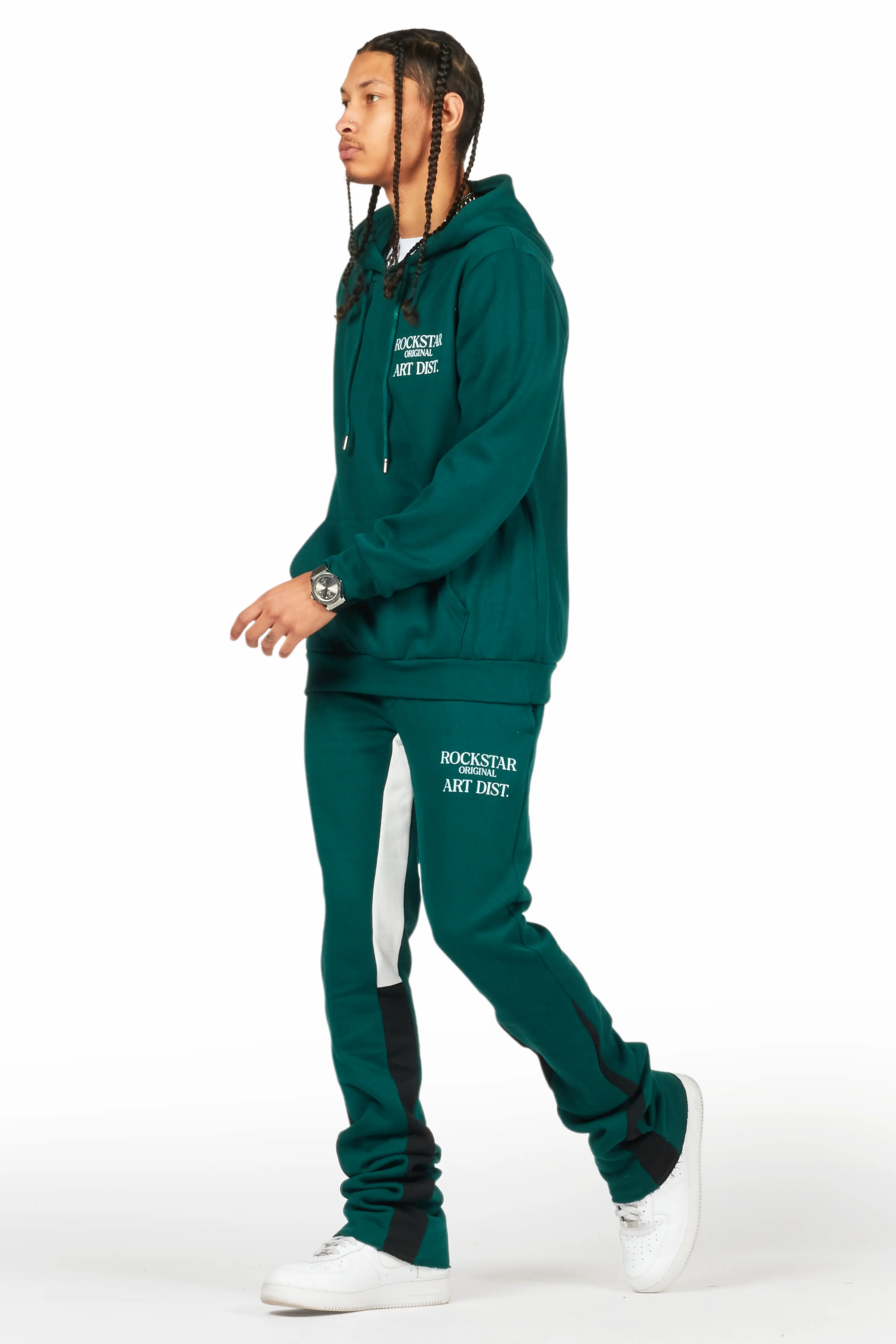 Briggs Dark Green Hoodie/Stacked Flare Track Set - Image 5