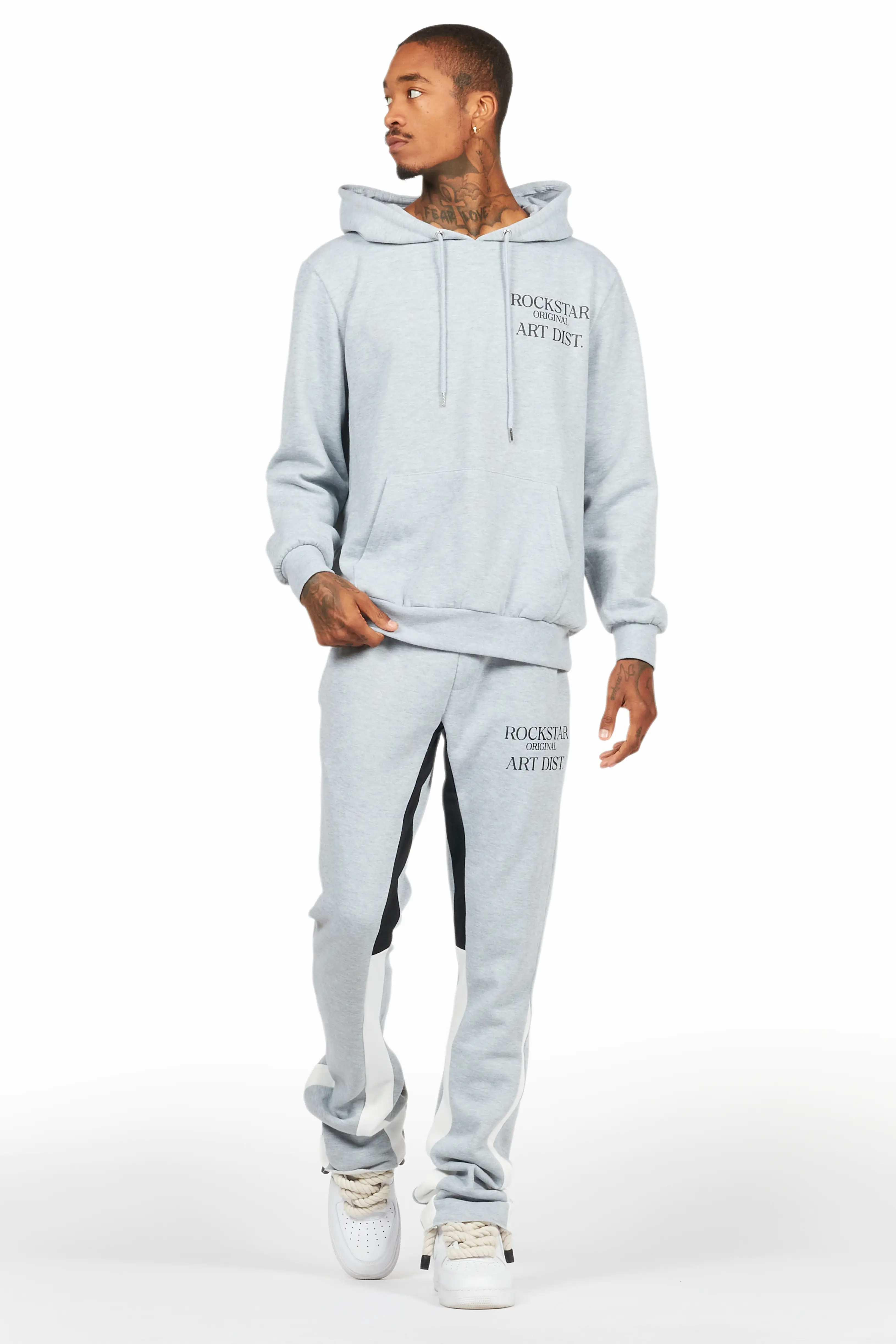 Briggs Heather Grey Hoodie/Stacked Flare Track Set - Image 2
