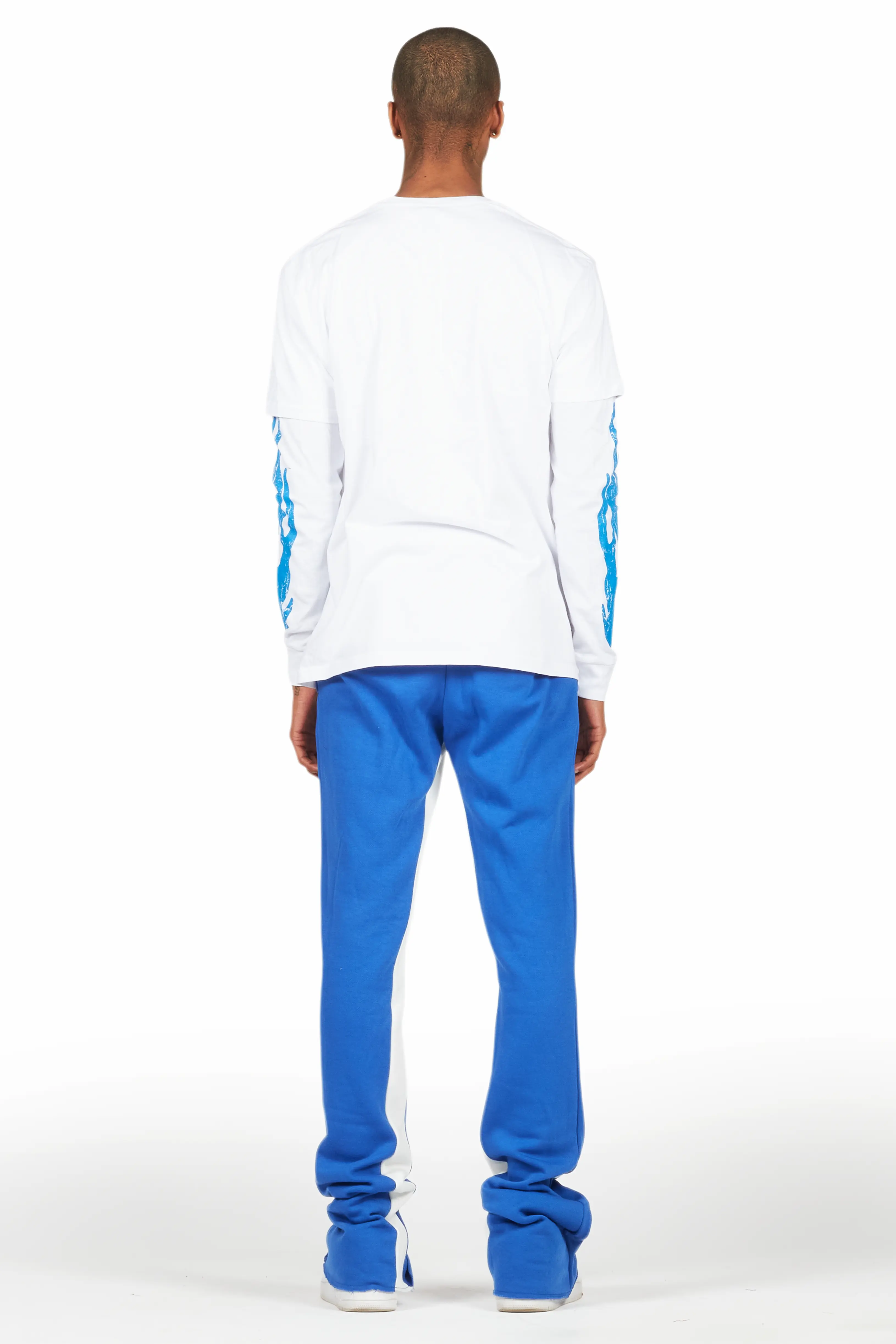 Amos White/Royal Double Layer T-Shirt/Stacked Baggy Pant Set - Image 4
