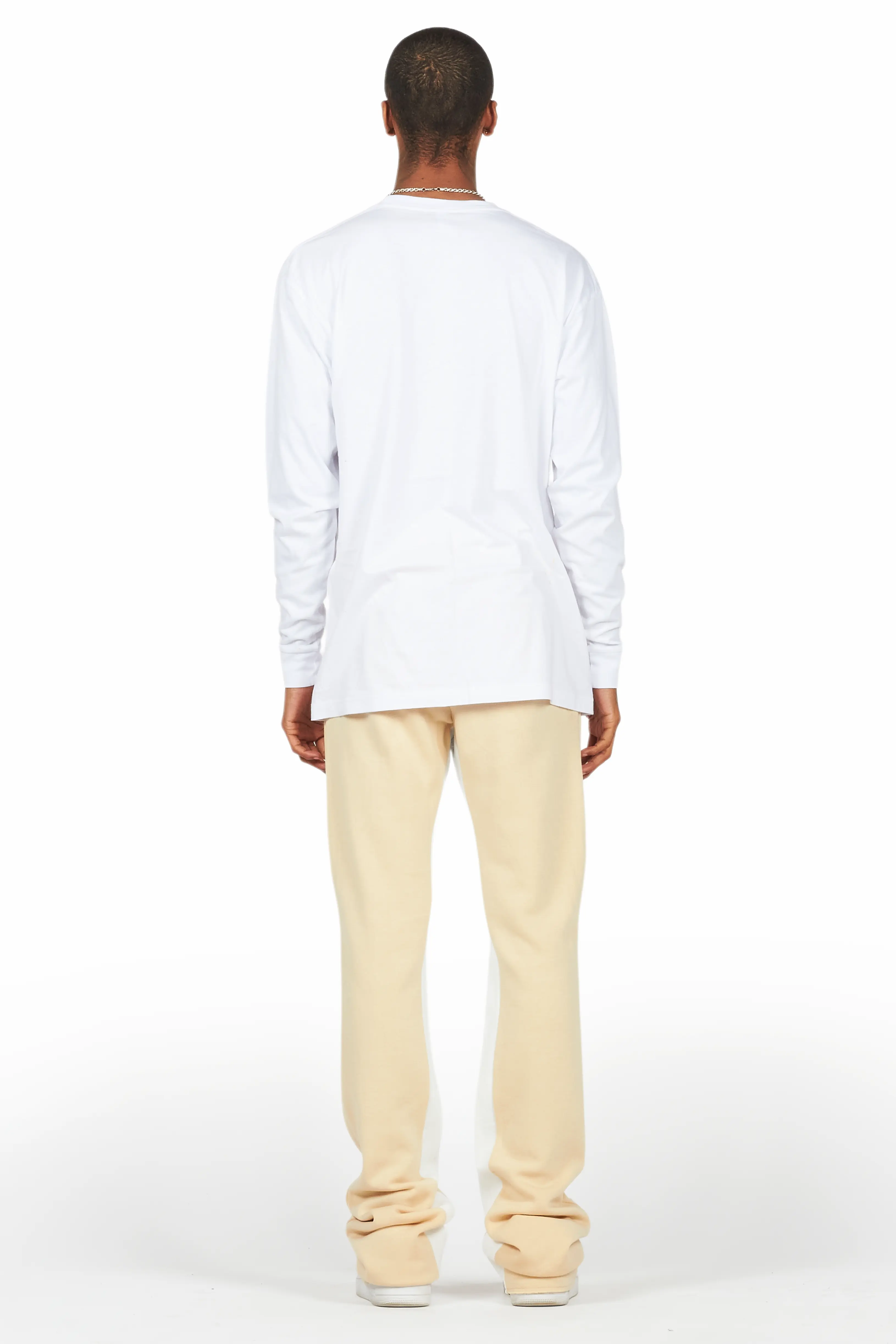 Raffer White/Beige Long Sleeve T-Shirt/Baggy Pant Set - Image 4