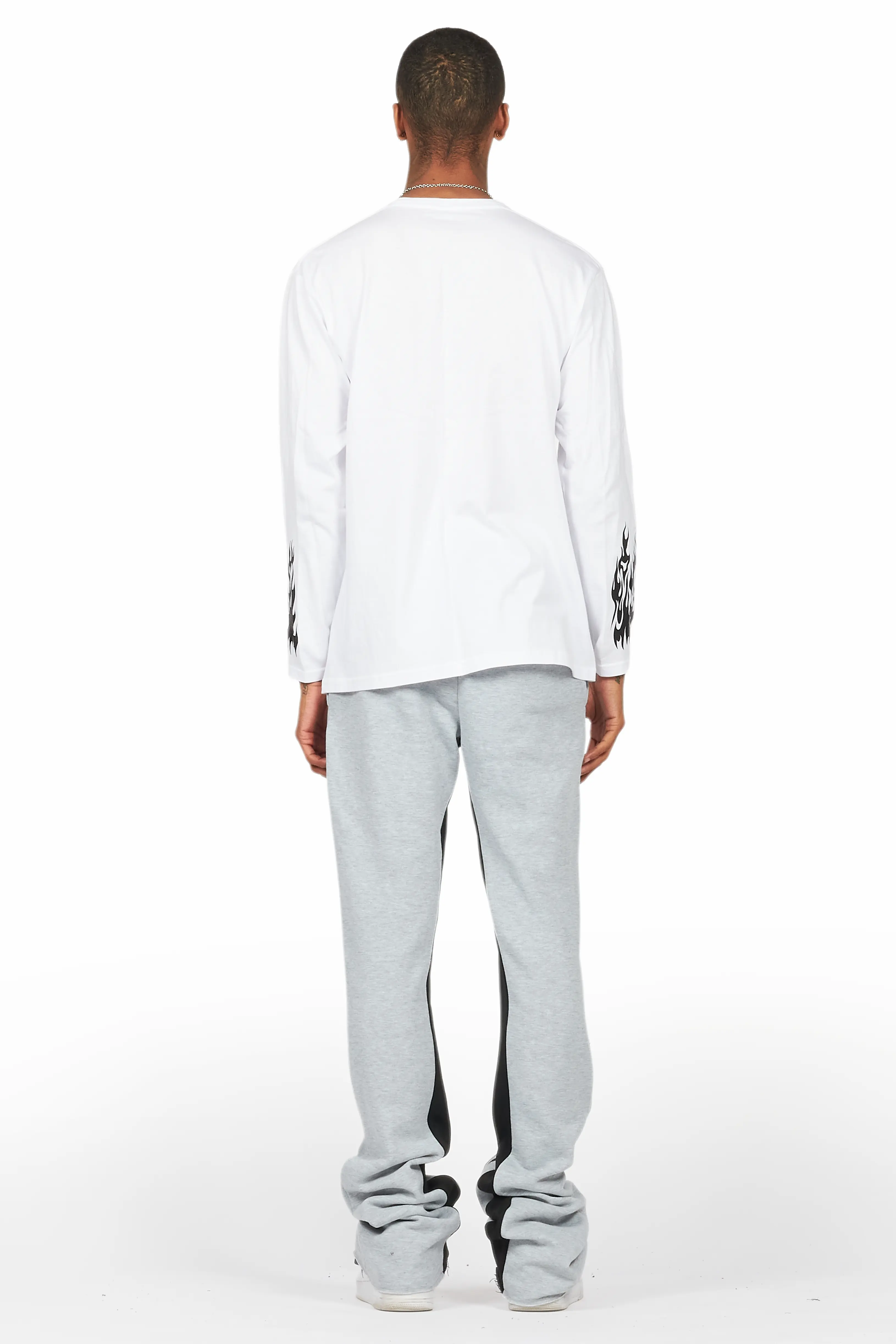 Bubble White/Grey Long Sleeve T-Shirt/Baggy Pant Set - Image 4