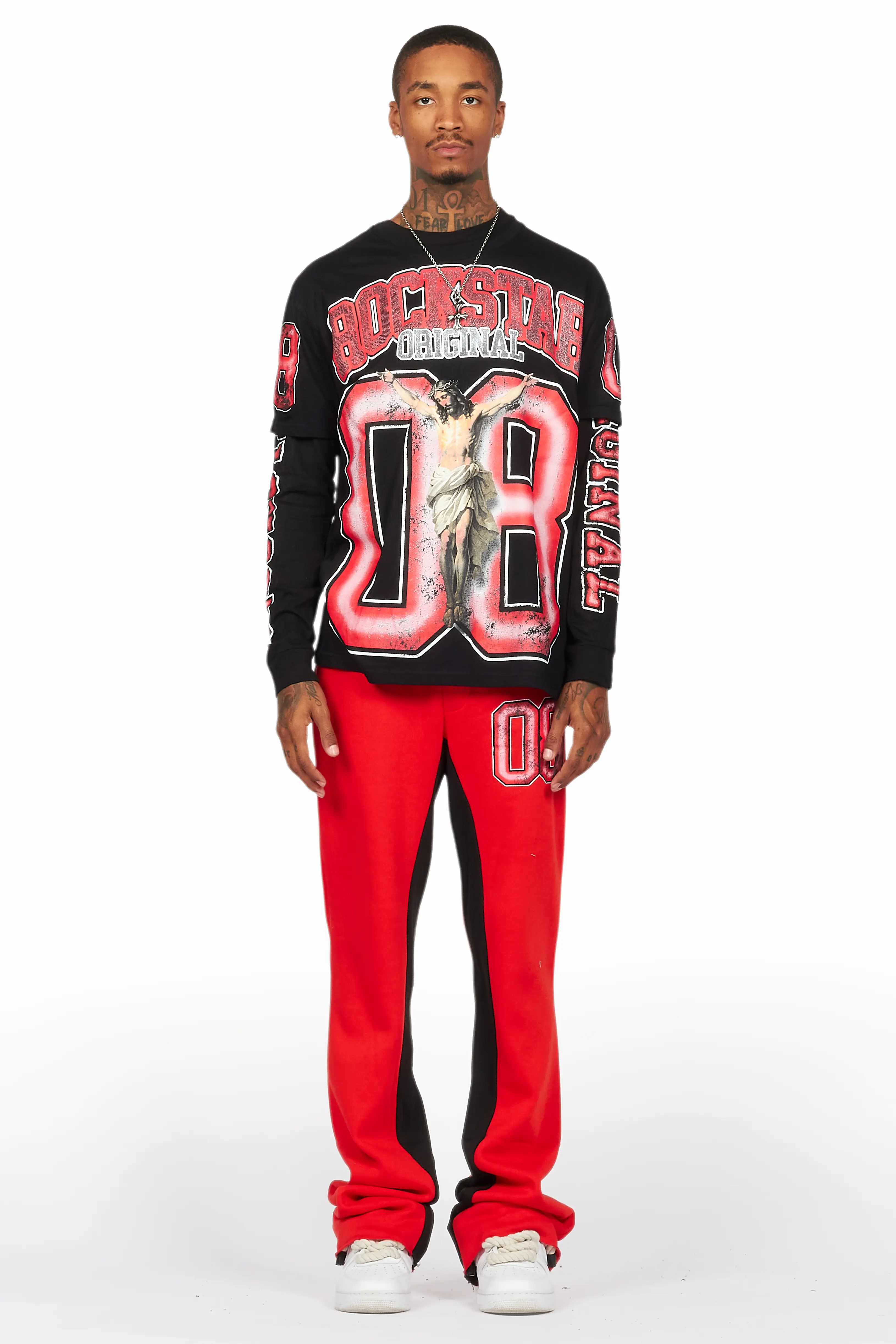 Fields Black/Red Double Layer T-Shirt/Baggy Pant Set - Image 2