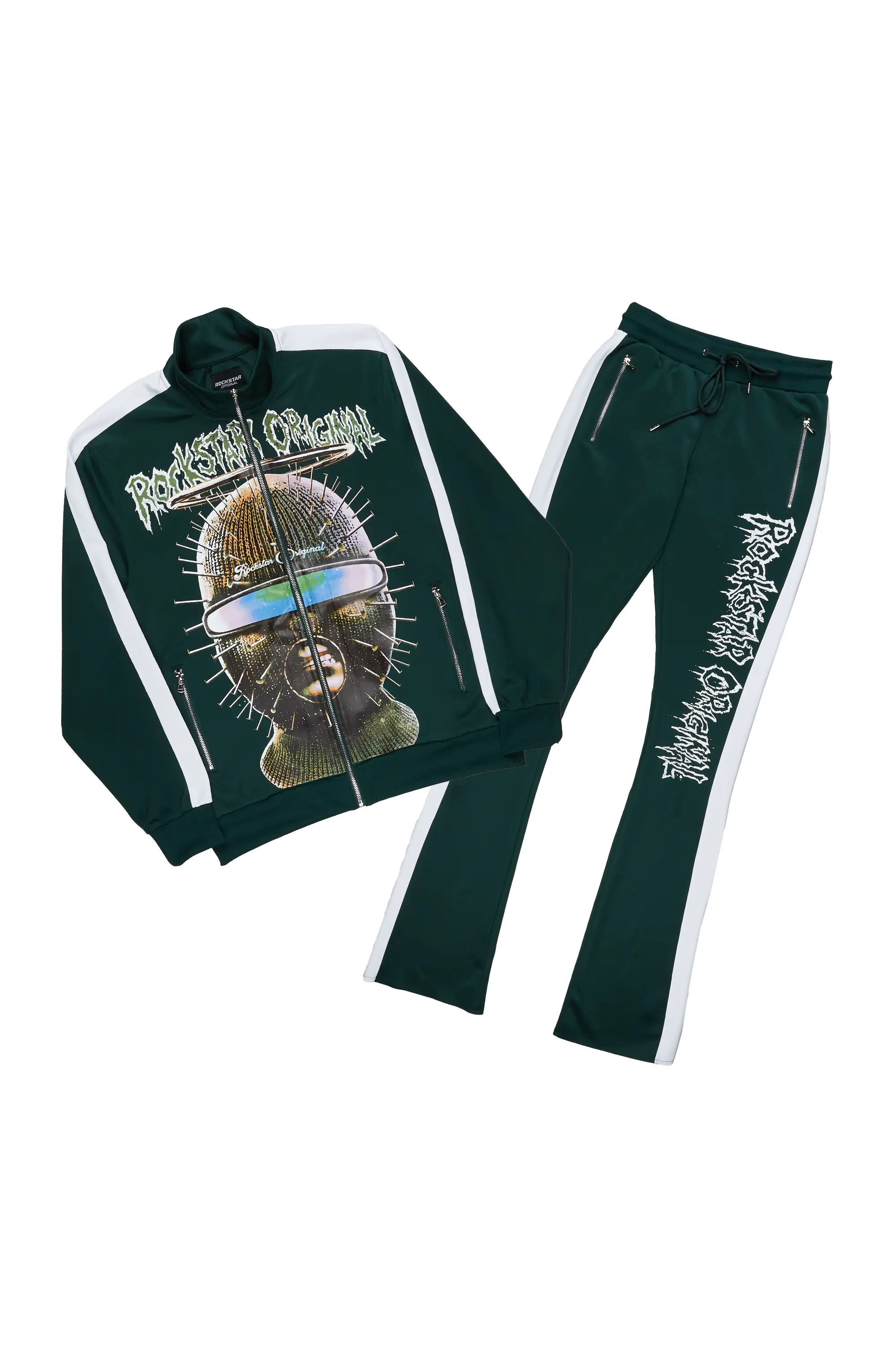 Spacebaby Green Tricot Stacked Track Set - Image 2