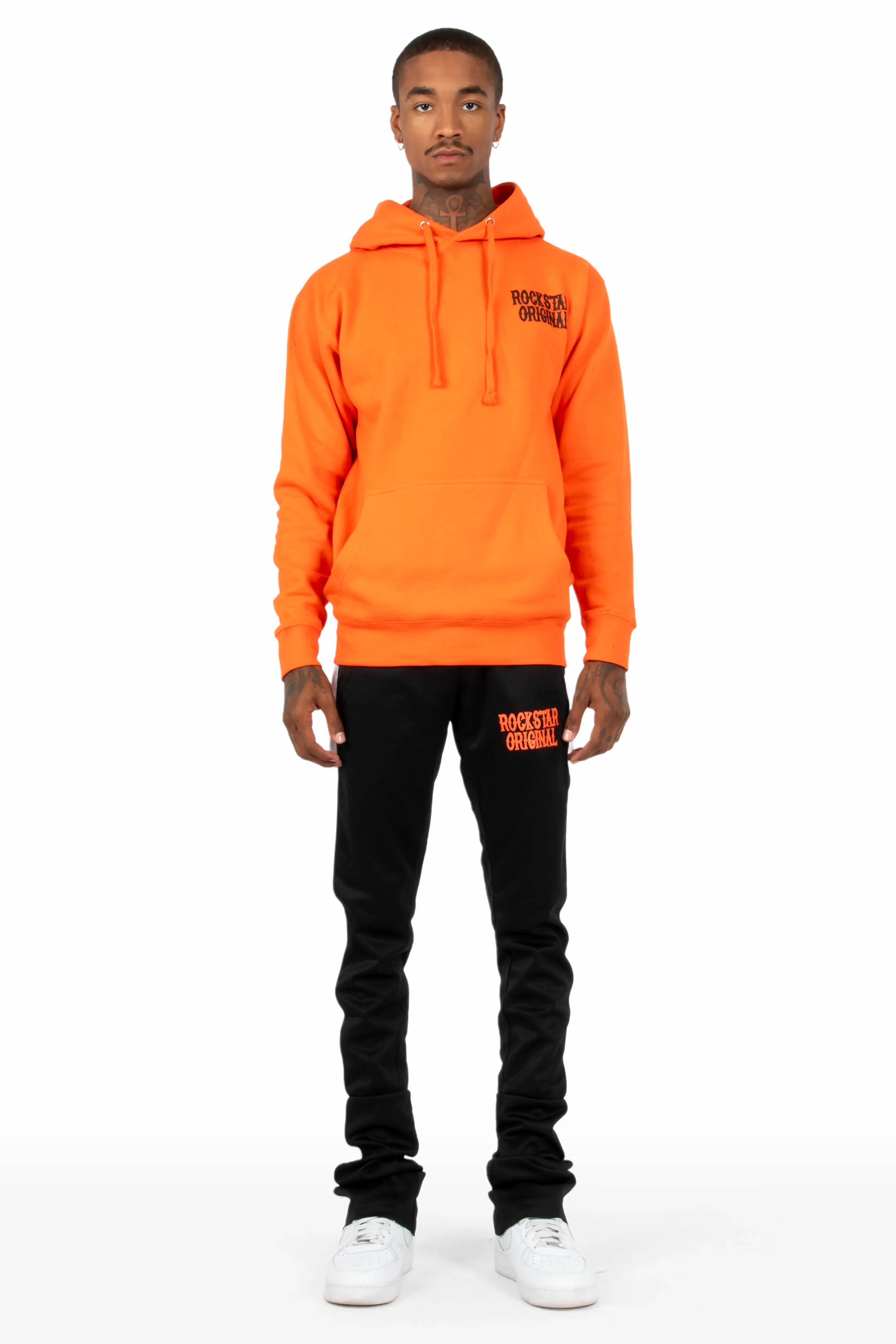 Deeler Orange/Black Hoodie Super Stacked Flare Track Set - Image 2
