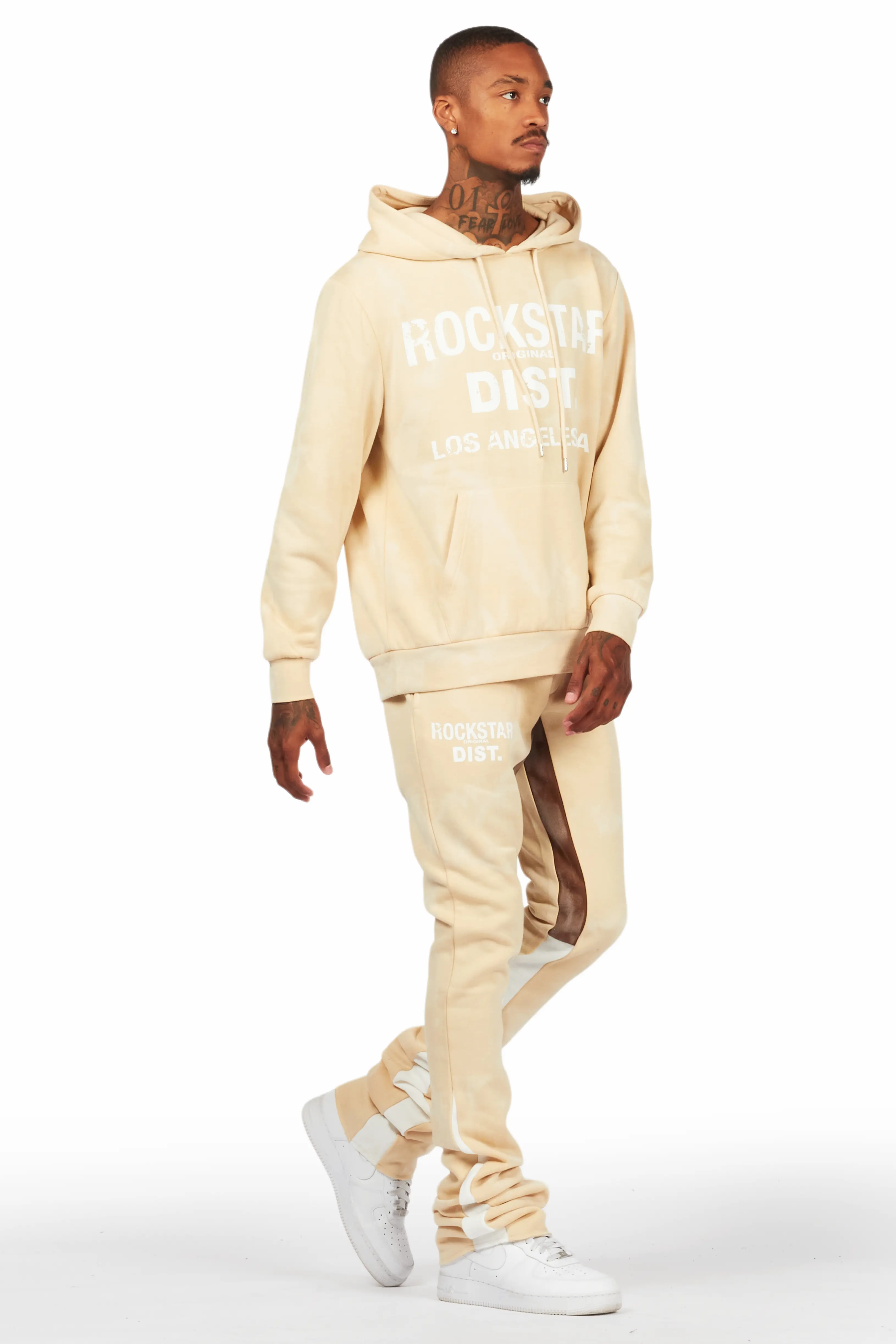 Nelly Beige Hoodie/Super Stacked Flare Pant Set - Image 6