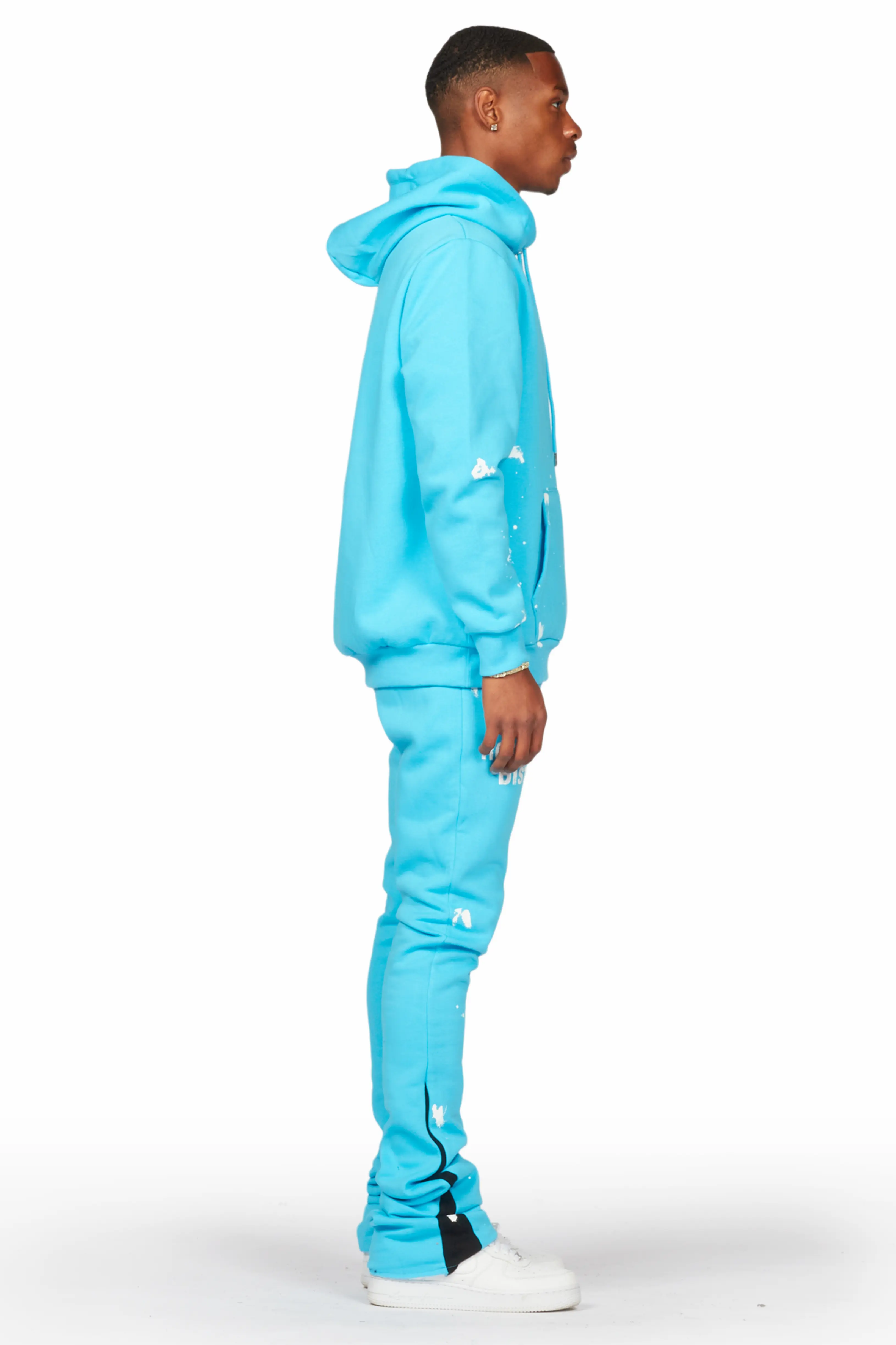 Raffer Blue Hoodie/Super Stacked Flare Pant Set - Image 4