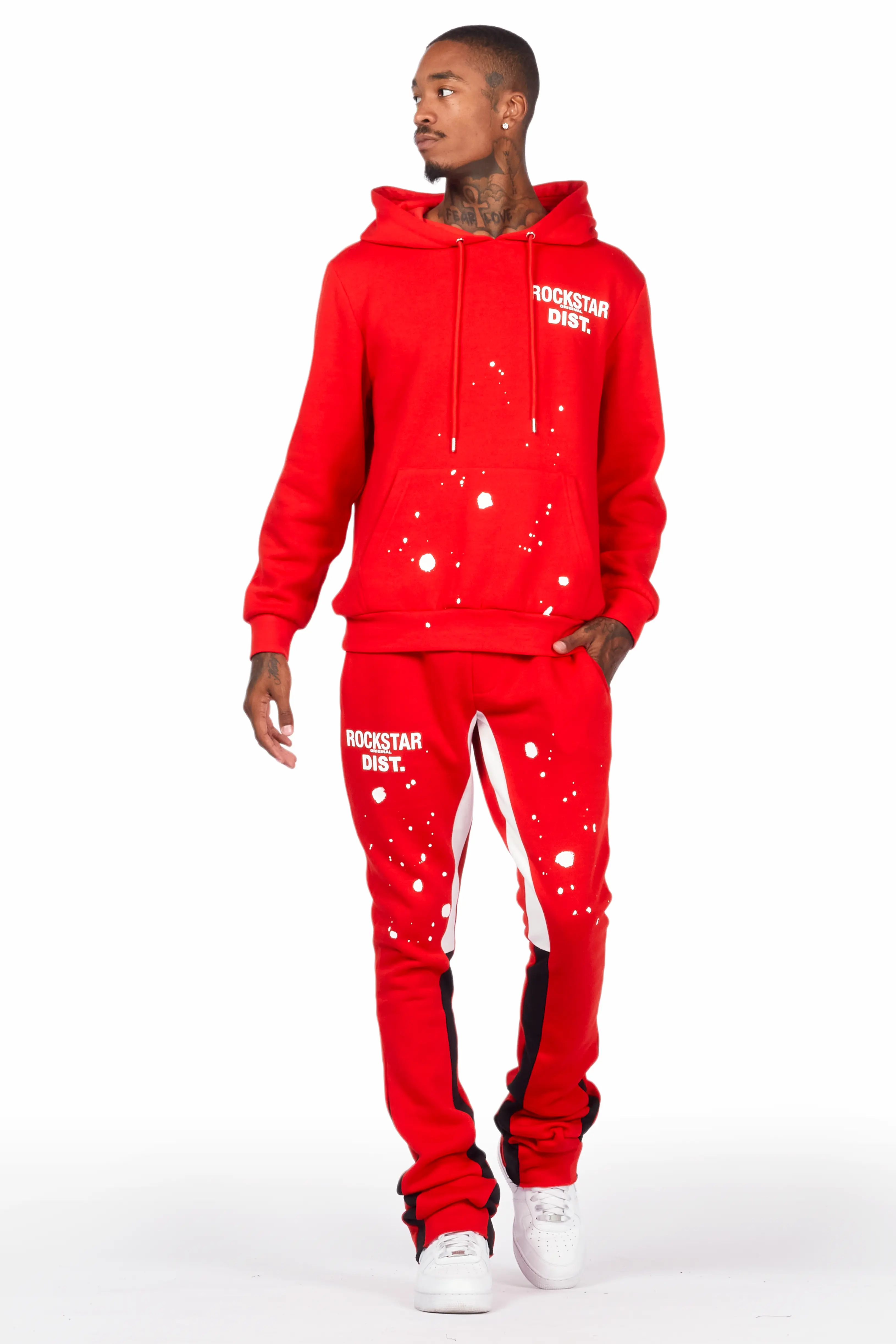 Raffer Red Hoodie/Super Stacked Flare Pant Set - Image 2