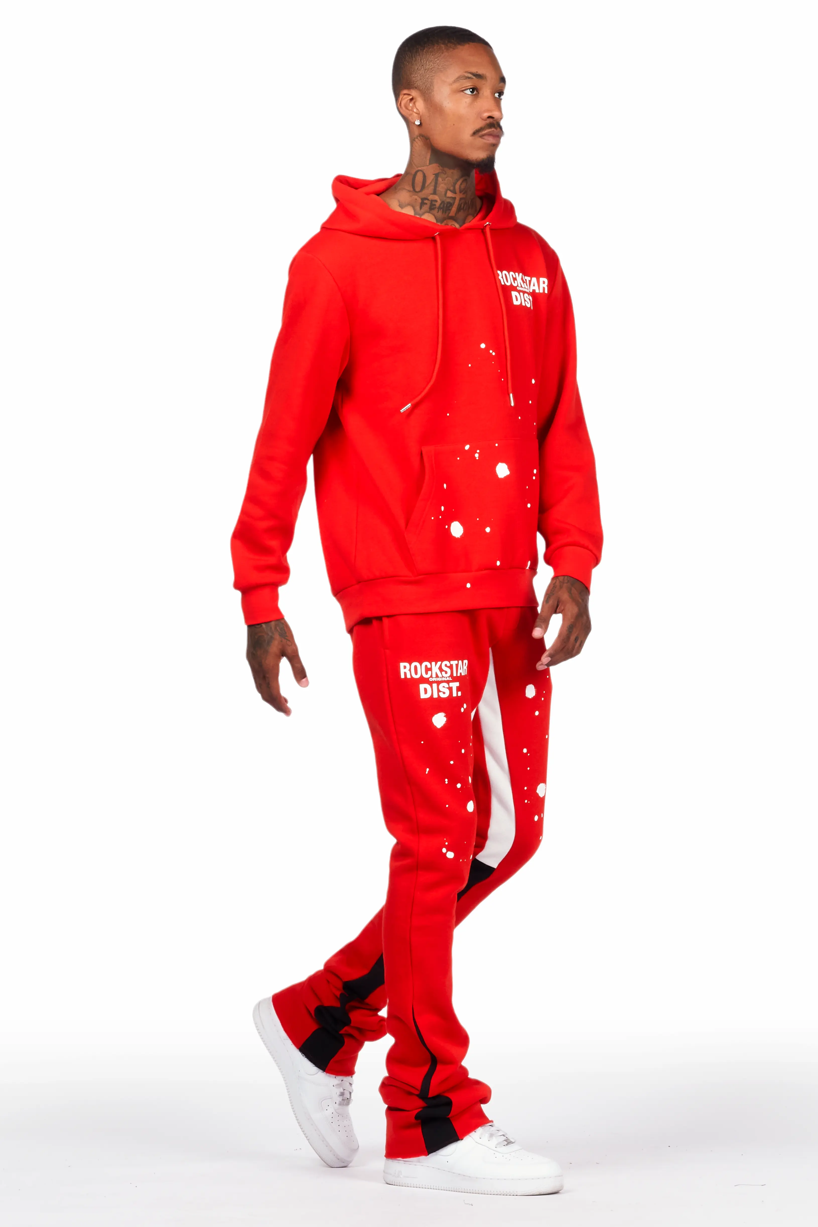 Raffer Red Hoodie/Super Stacked Flare Pant Set - Image 6
