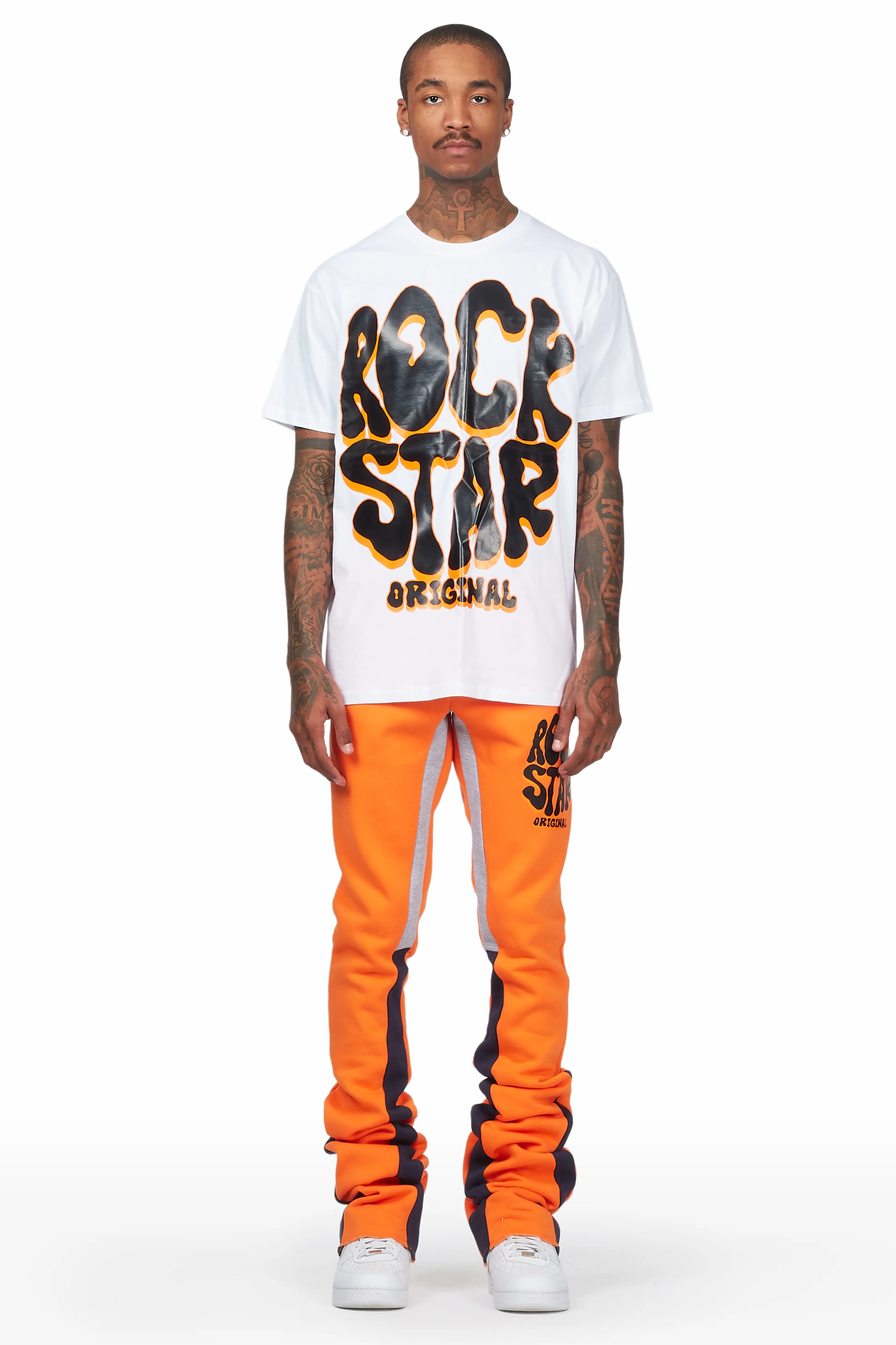 Warblen White/Orange T-Shirt Super Stacked Flare Track Set - Image 2
