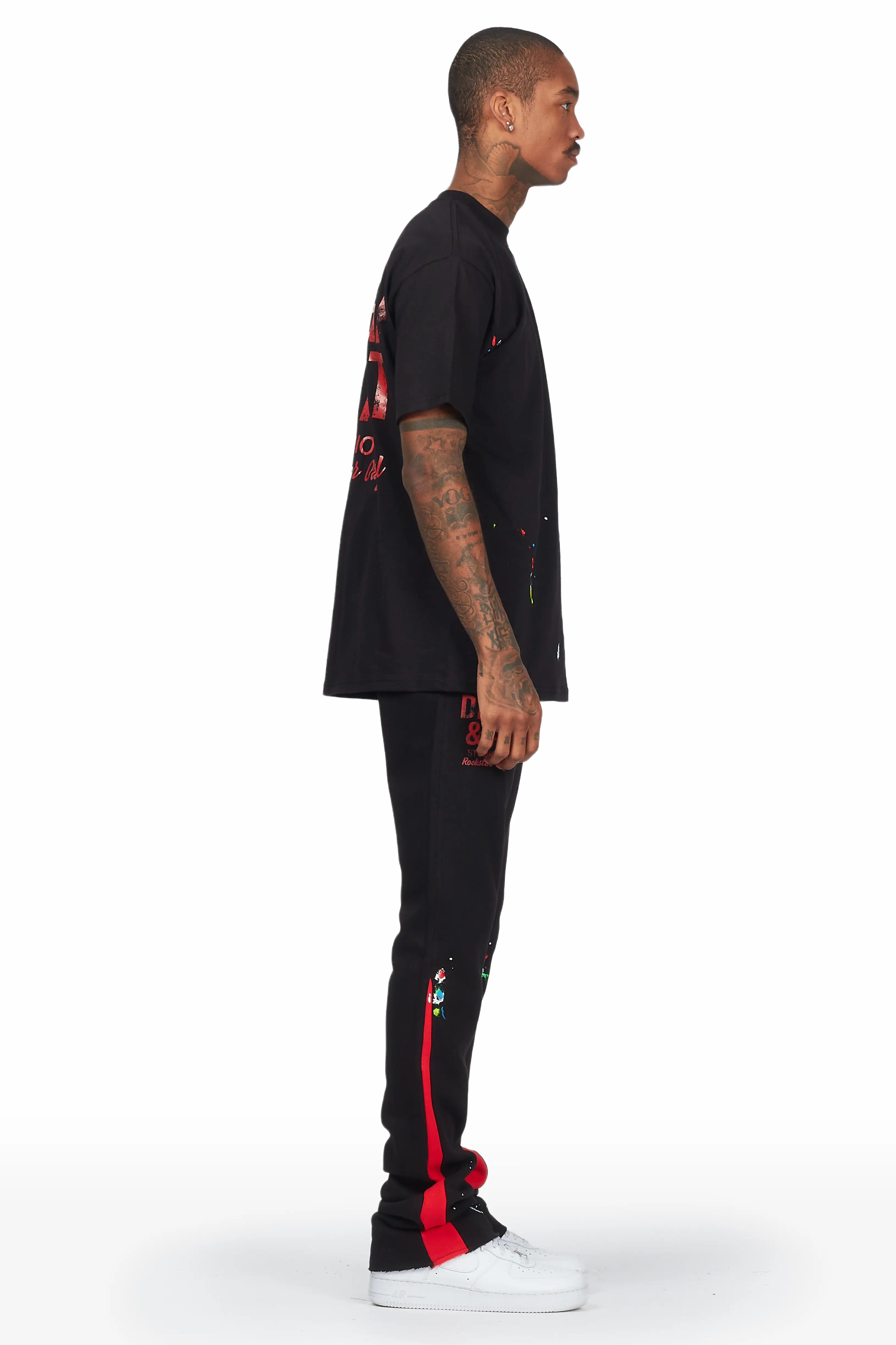 Mancha Black/Red T-Shirt Stacked Flare Track Set - Image 3