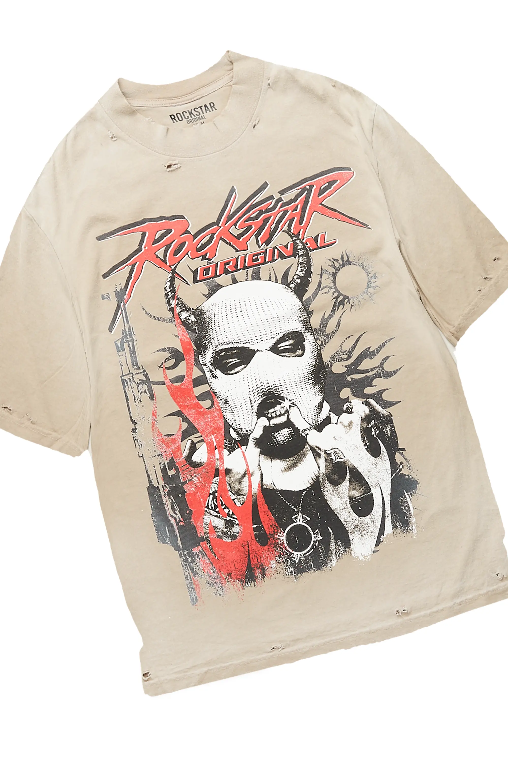Mercy Beige/Black Oversized T-Shirt/ Stacked Flare Track Pant Set - Image 7