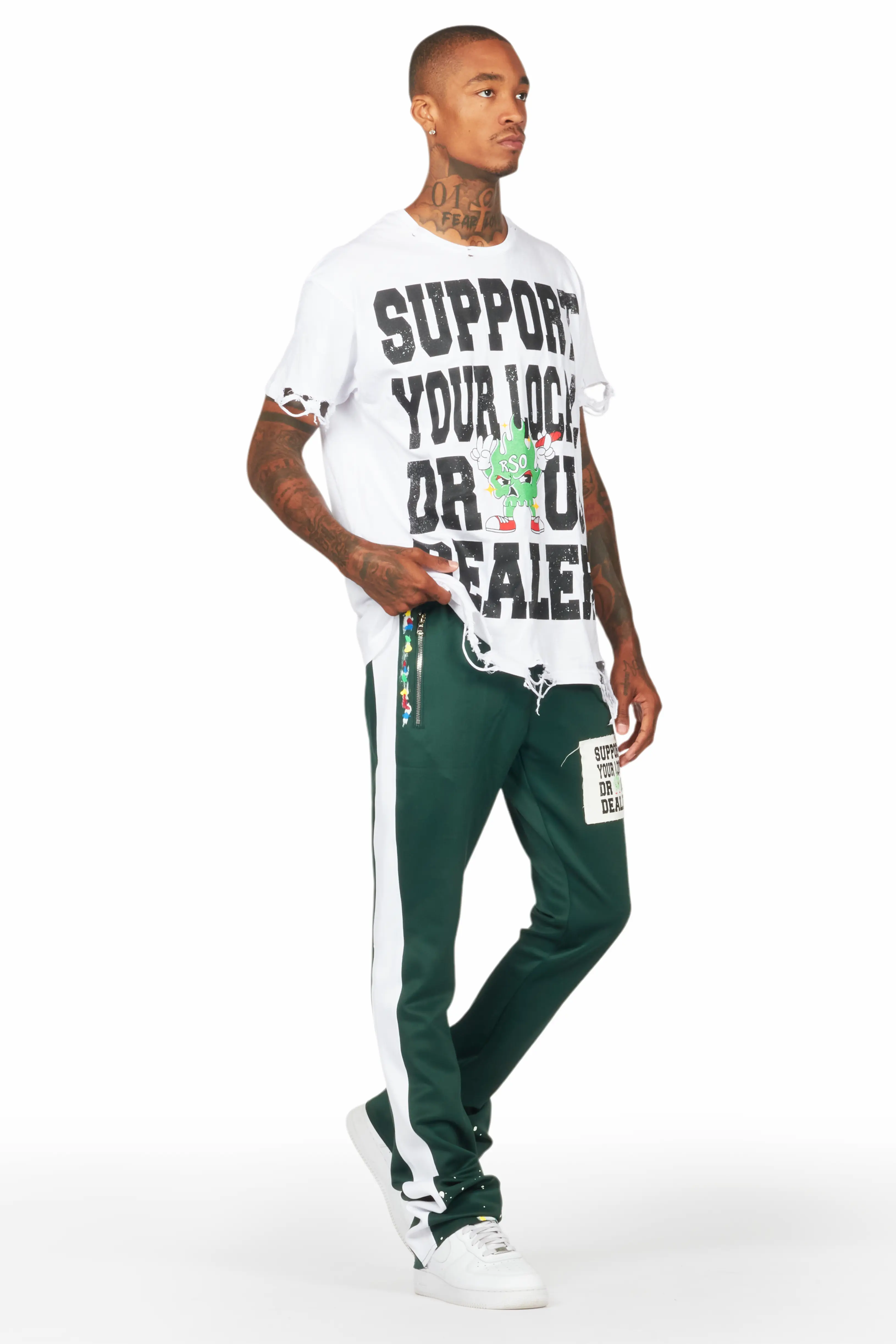 Tarl White/Green T-Shirt/Stacked Flare Track Set - Image 6